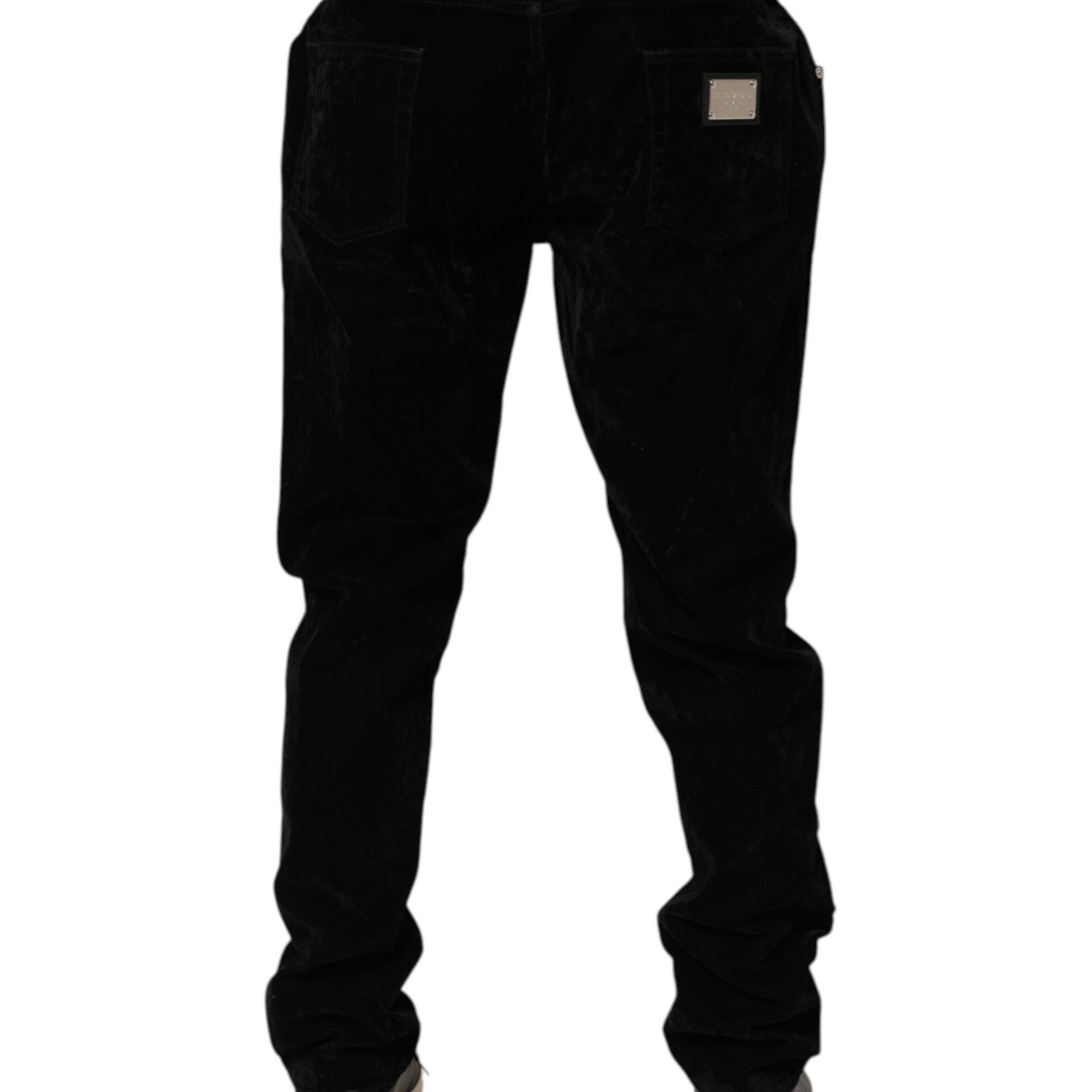 Dolce & Gabbana Black Cotton Slim Fit Denim Trouser Jeans