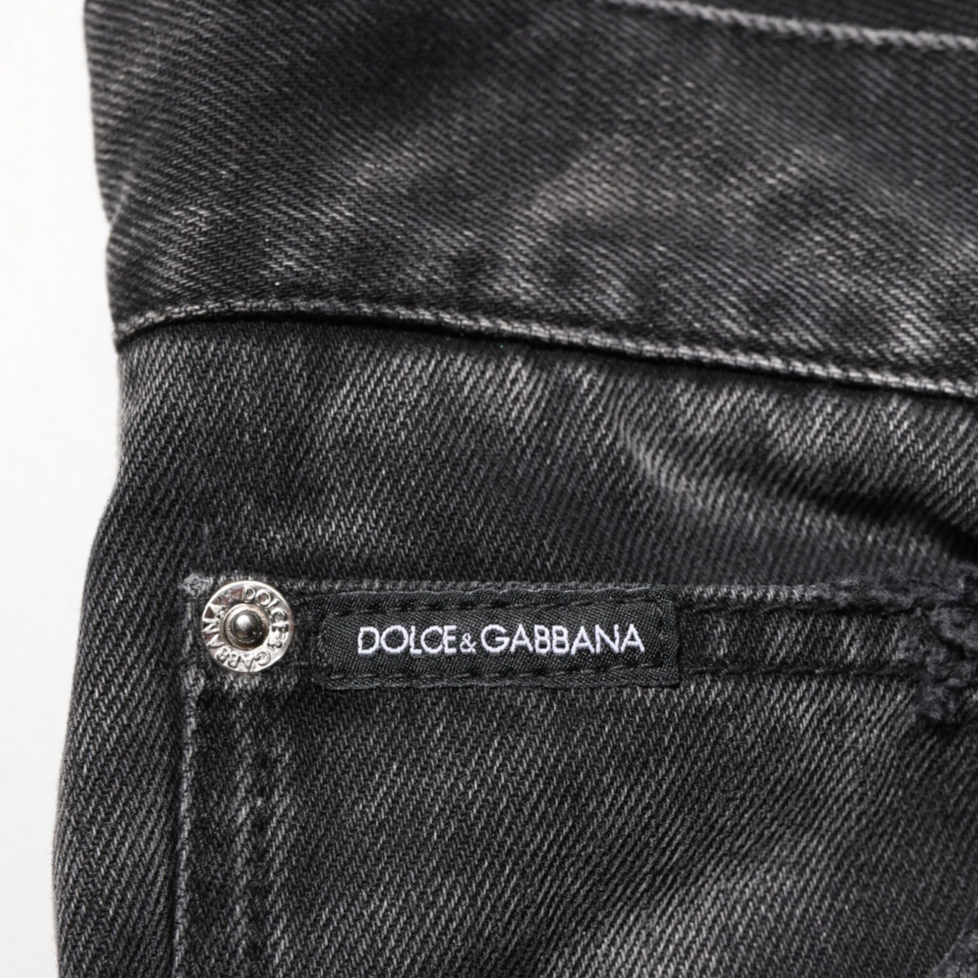 Dolce & Gabbana Black Marbled Effect Straight Men Denim Jeans