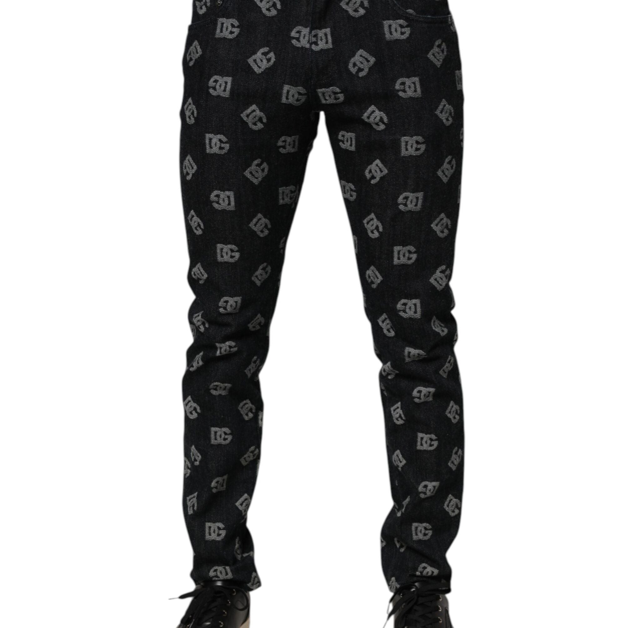 Dolce & Gabbana Black DG Monogram Cotton Skinny Denim Jeans