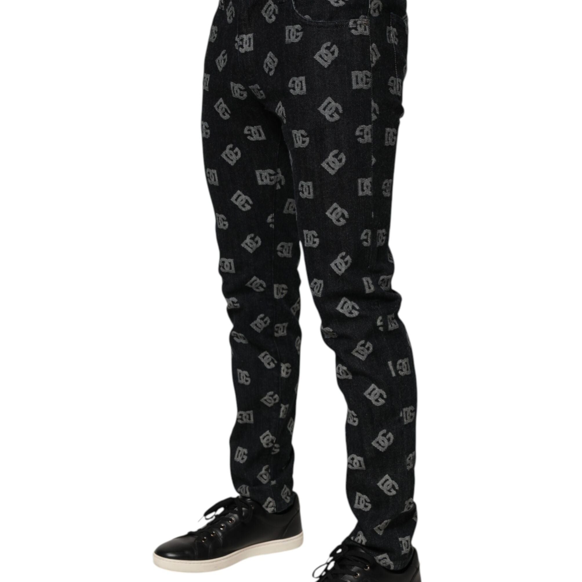 Dolce & Gabbana Black DG Monogram Cotton Skinny Denim Jeans