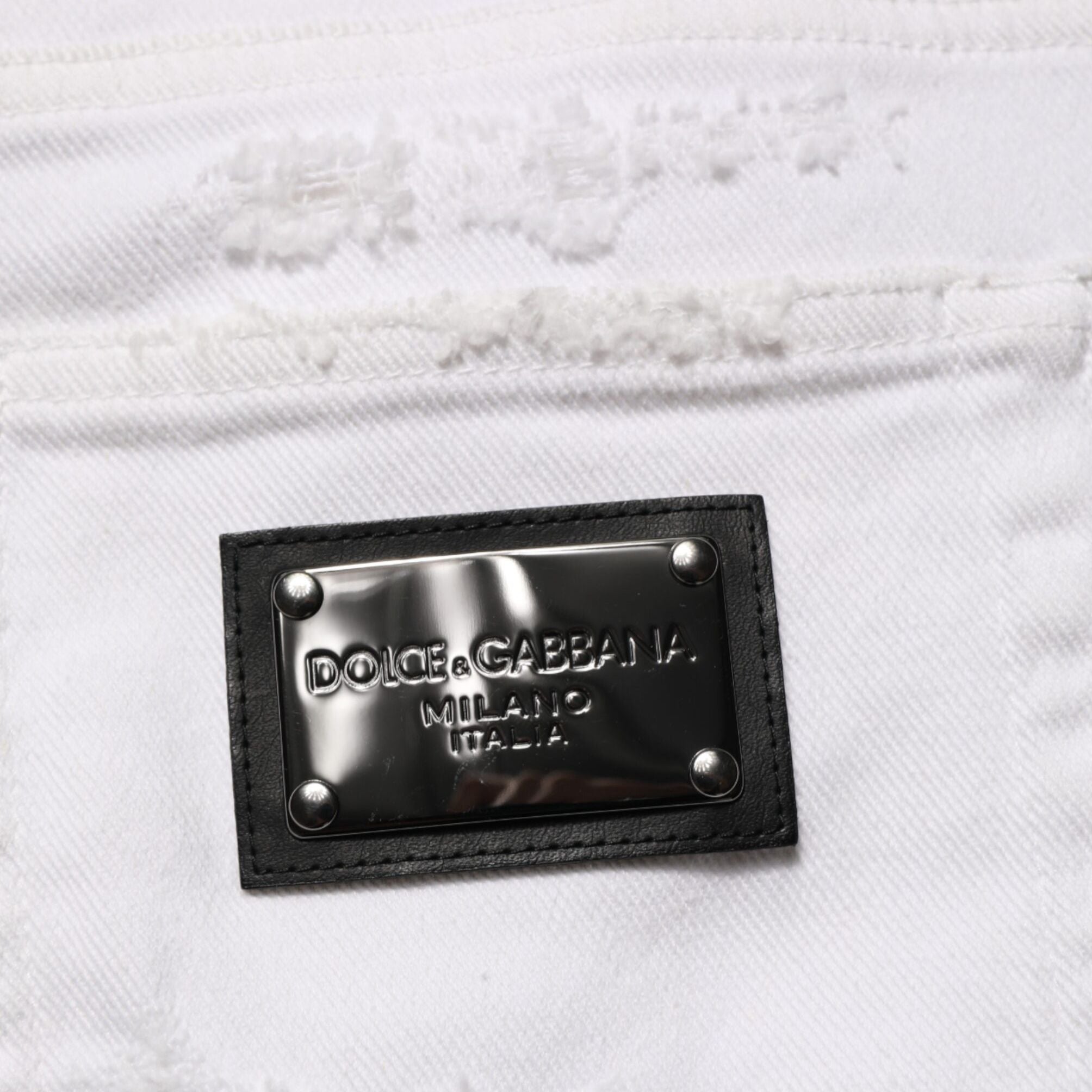 Dolce & Gabbana White Distressed Ripped Denim Trouser Jeans