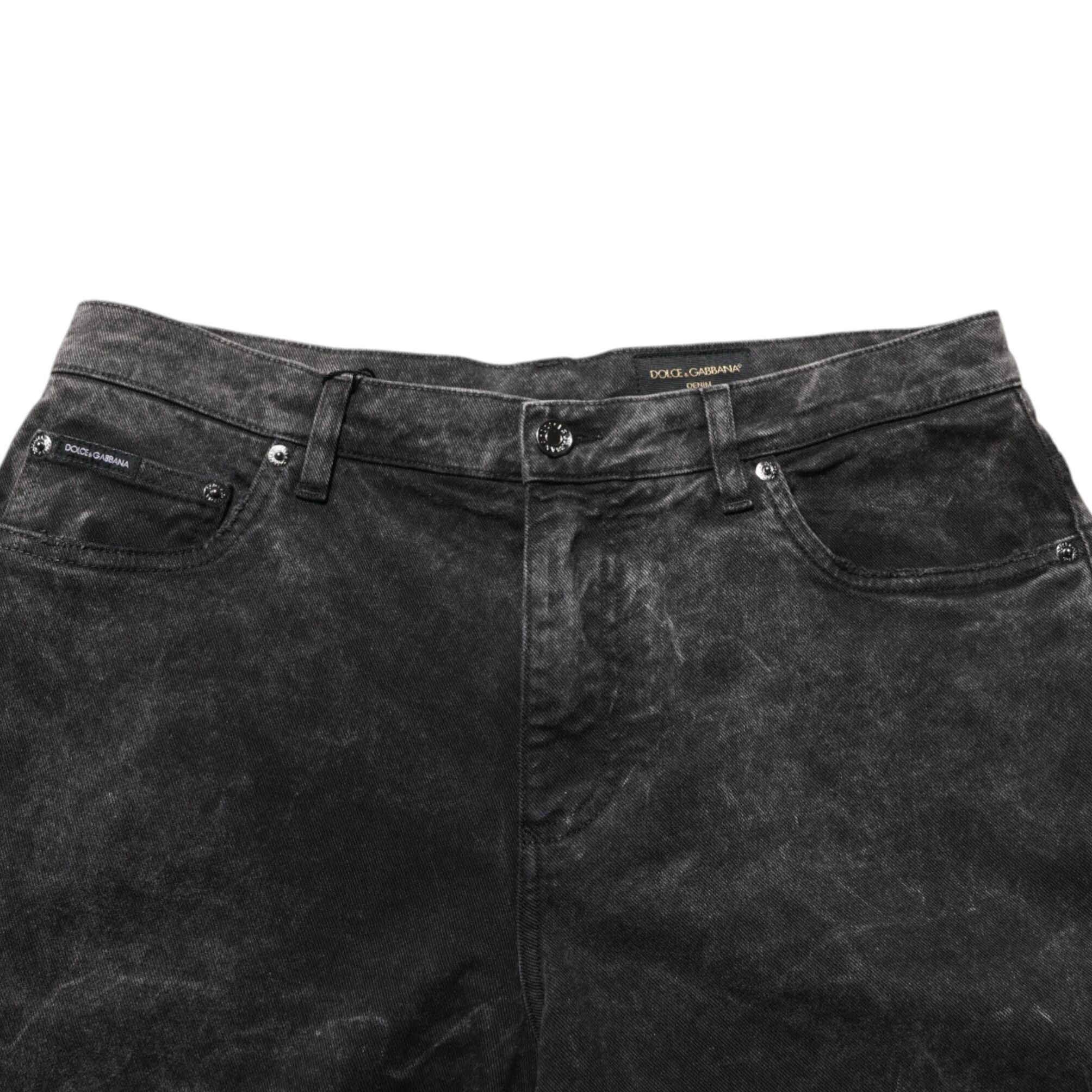 Dolce & Gabbana Black Cotton Mid Waist Denim Men Bermuda Short