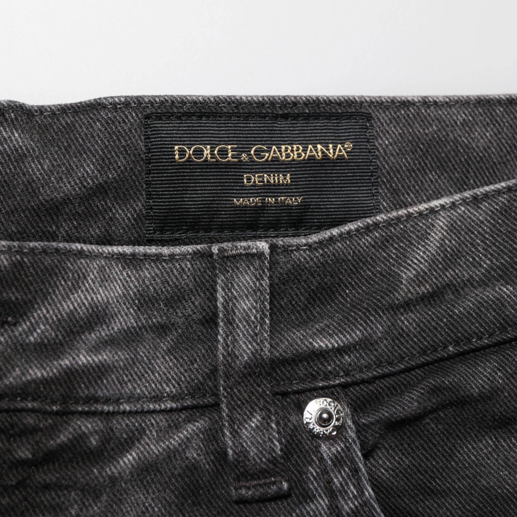 Dolce & Gabbana Black Cotton Mid Waist Denim Men Bermuda Short