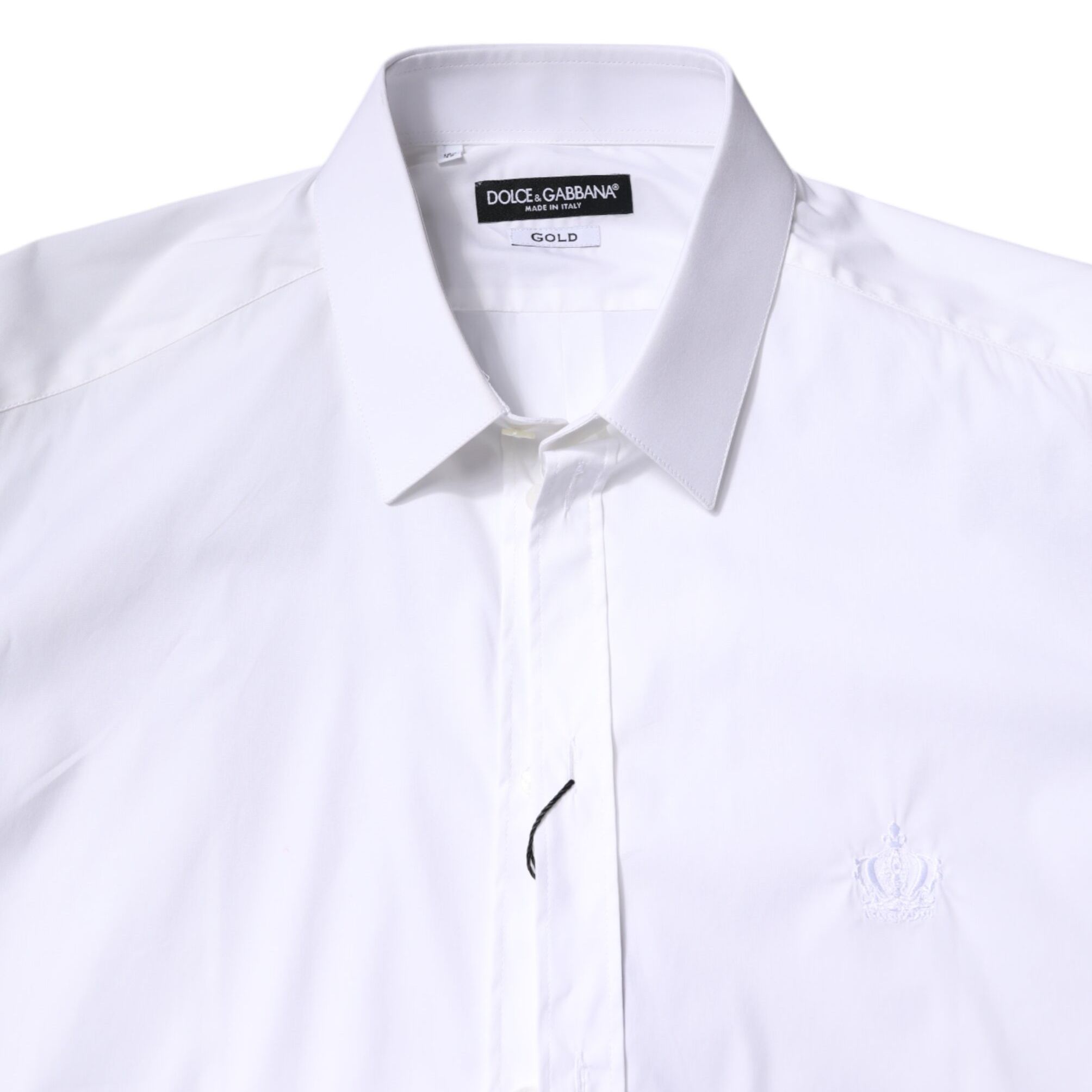 Dolce & Gabbana White Cotton Collared GOLD FormalDress Shirt