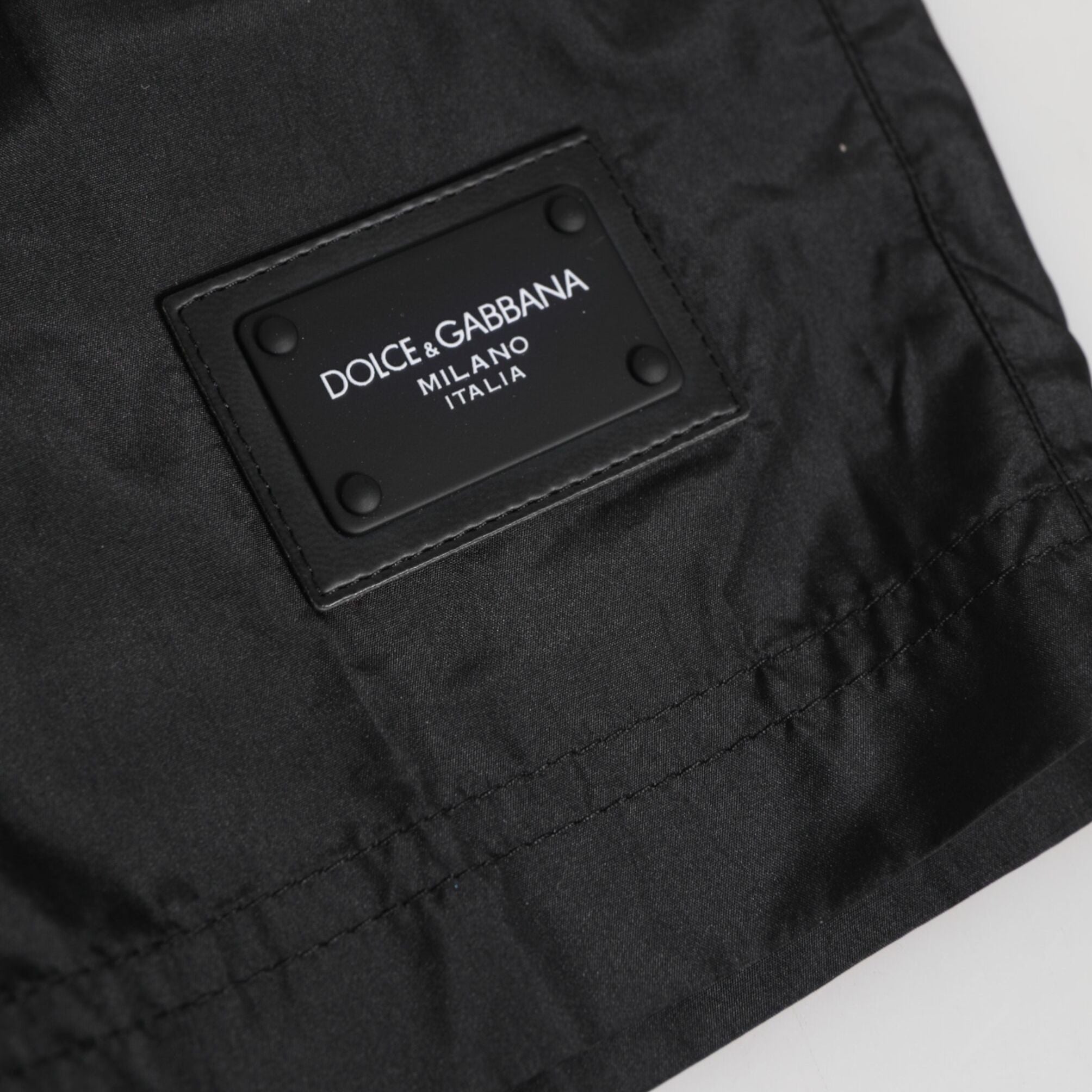 Dolce & Gabbana Black Logo Polyester Beachwear Shorts Swimwear