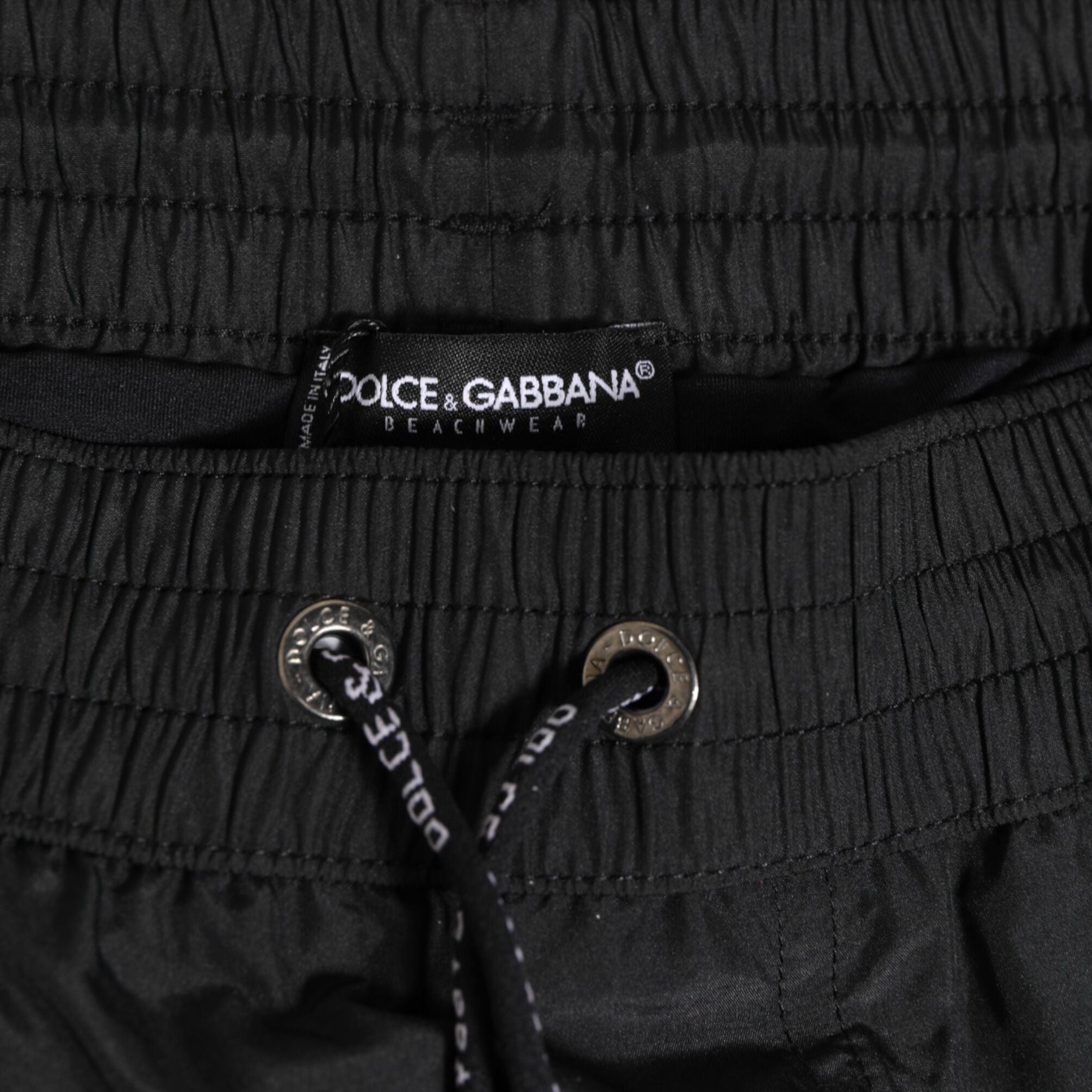 Dolce & Gabbana Black Logo Polyester Beachwear Shorts Swimwear