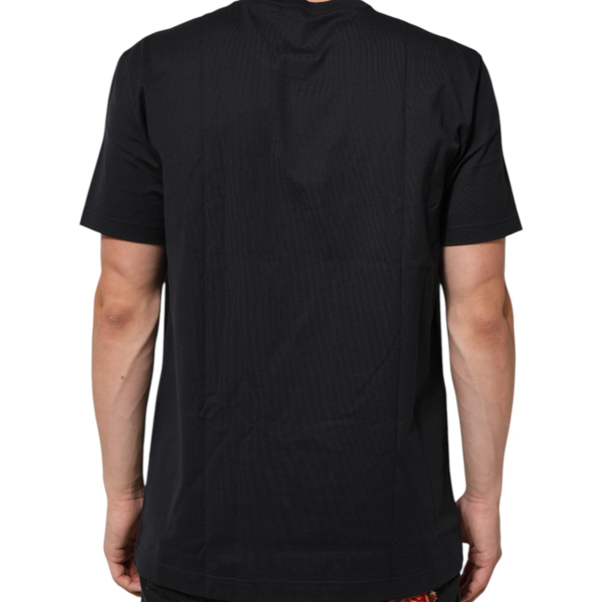 Dolce & Gabbana Black Logo Compass Cotton Crew Neck T-shirt
