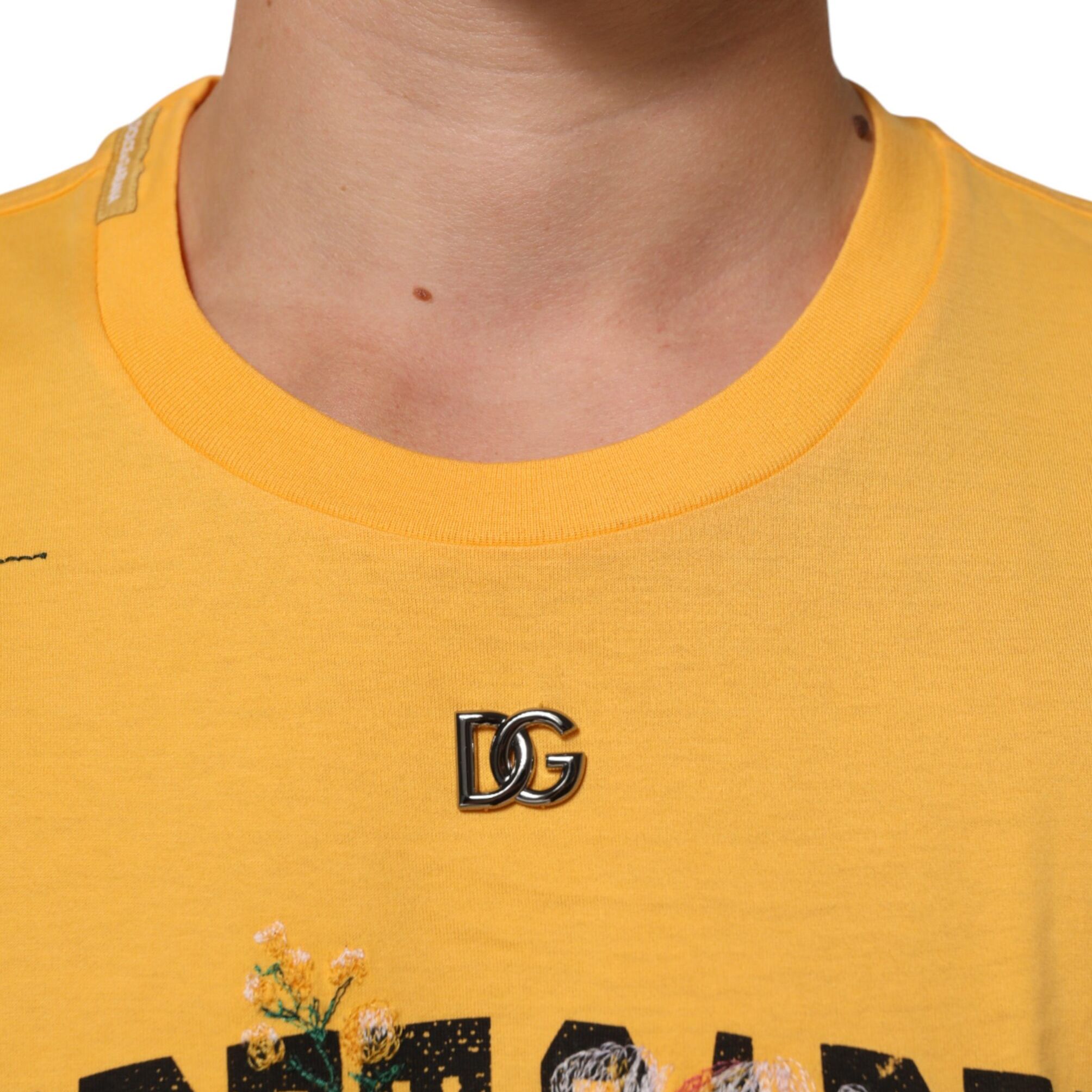 Dolce & Gabbana Yellow Secret Graden Floral Cotton CrewNeck T-shirt