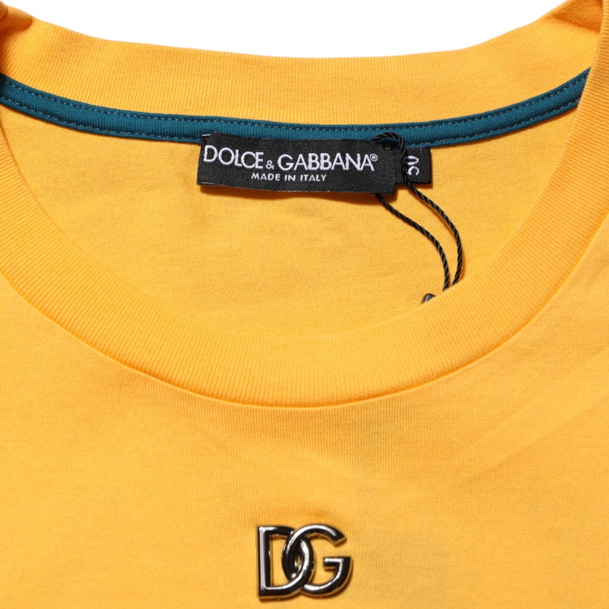Dolce & Gabbana Yellow Secret Graden Floral Cotton CrewNeck T-shirt