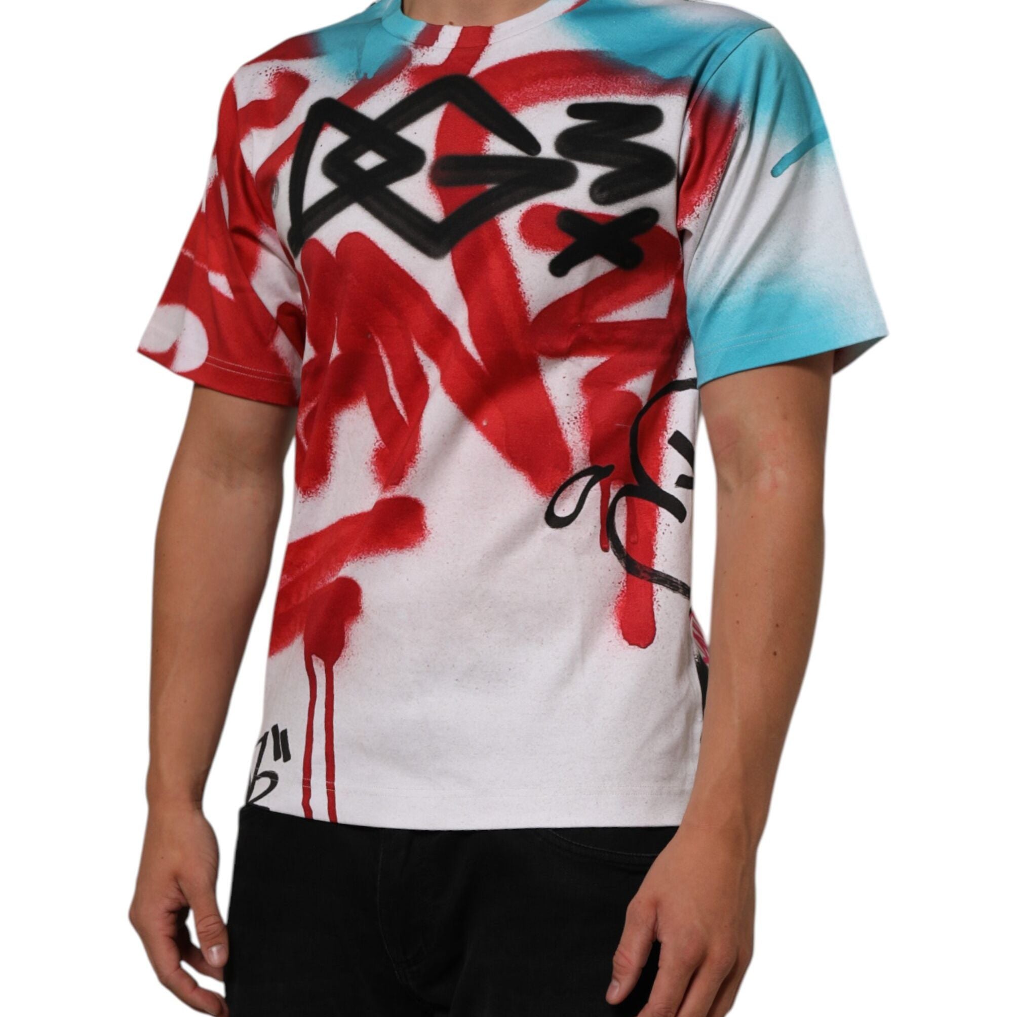 Dolce & Gabbana White Graffiti Crew Neck Short Sleeves T-shirt