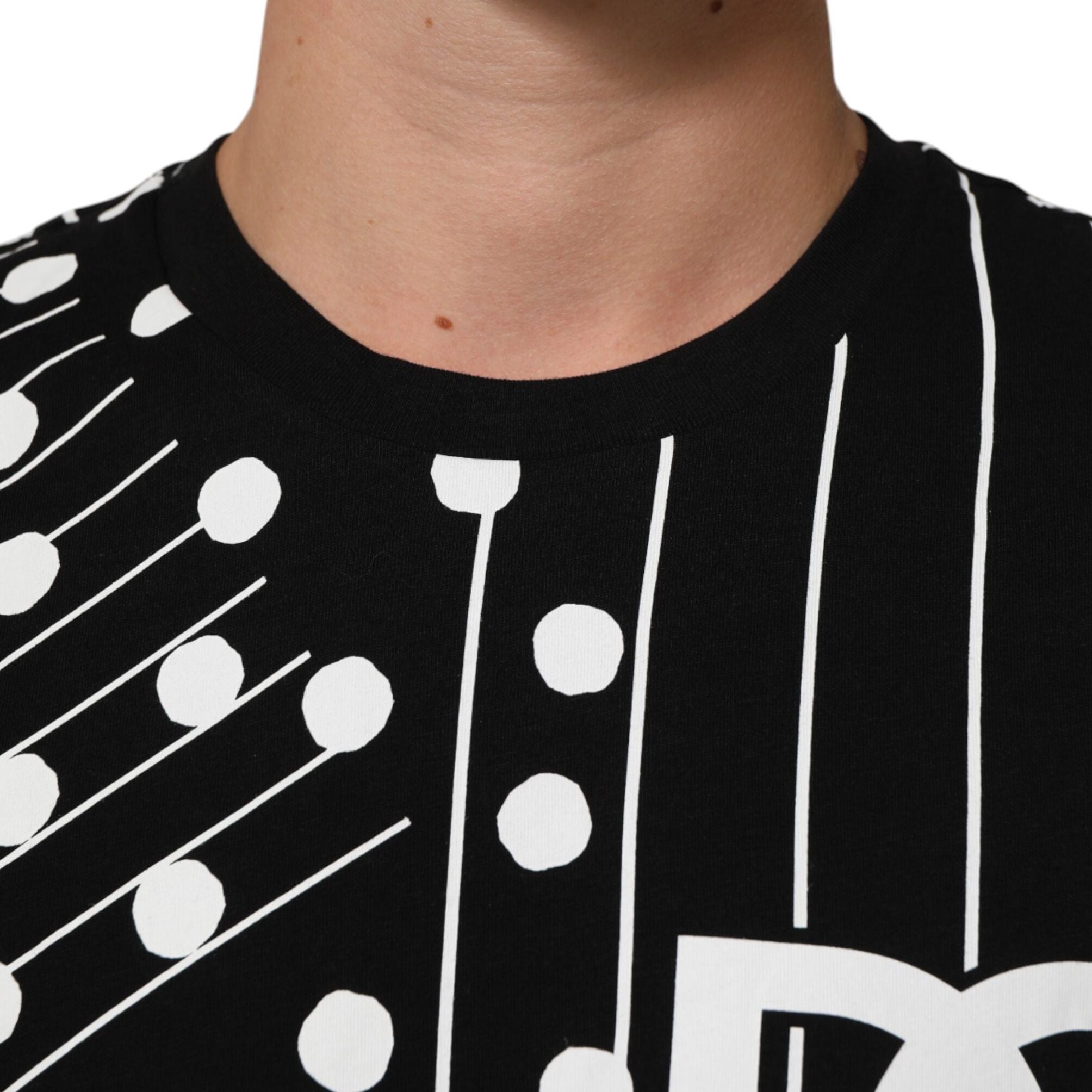 Dolce & Gabbana Black Cotton Polka Dots Round Neck T-shirt