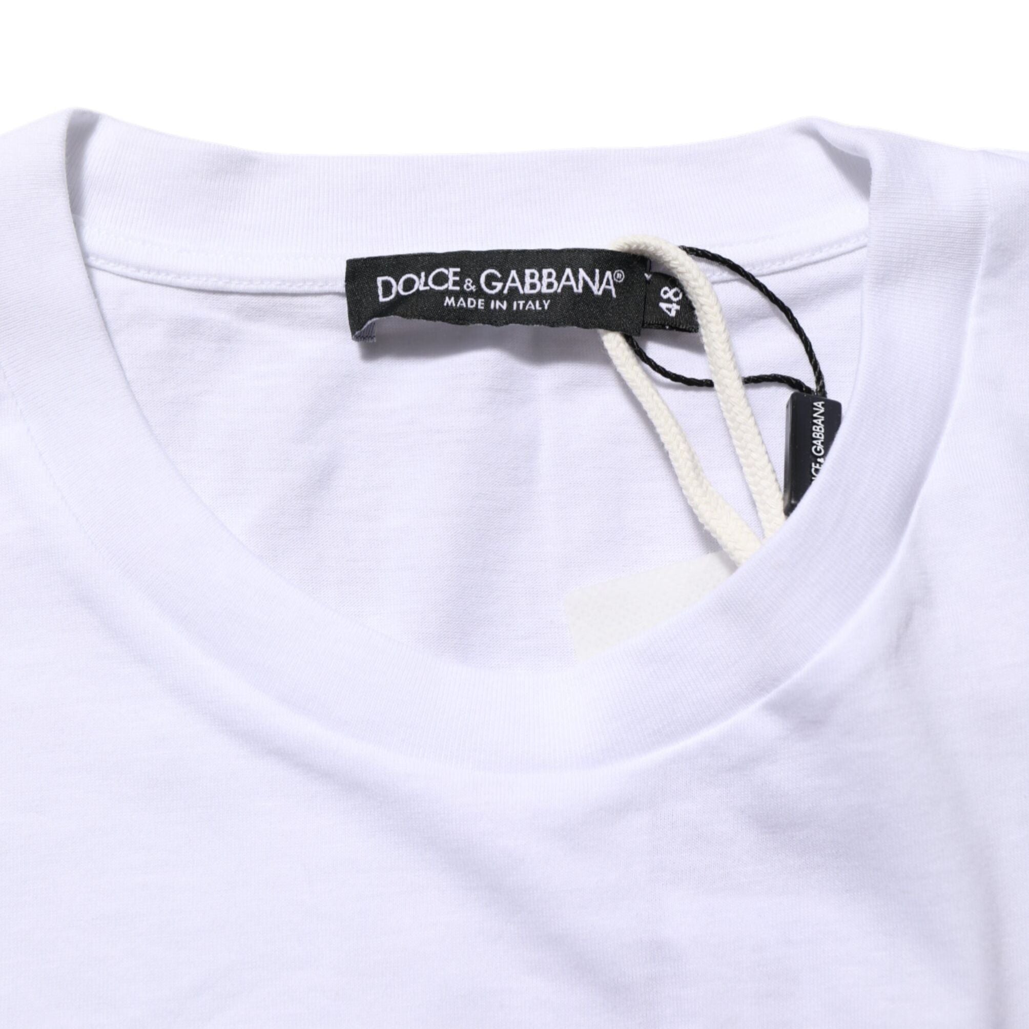 Dolce & Gabbana White Graphic Print Cotton Crew Neck T-shirt
