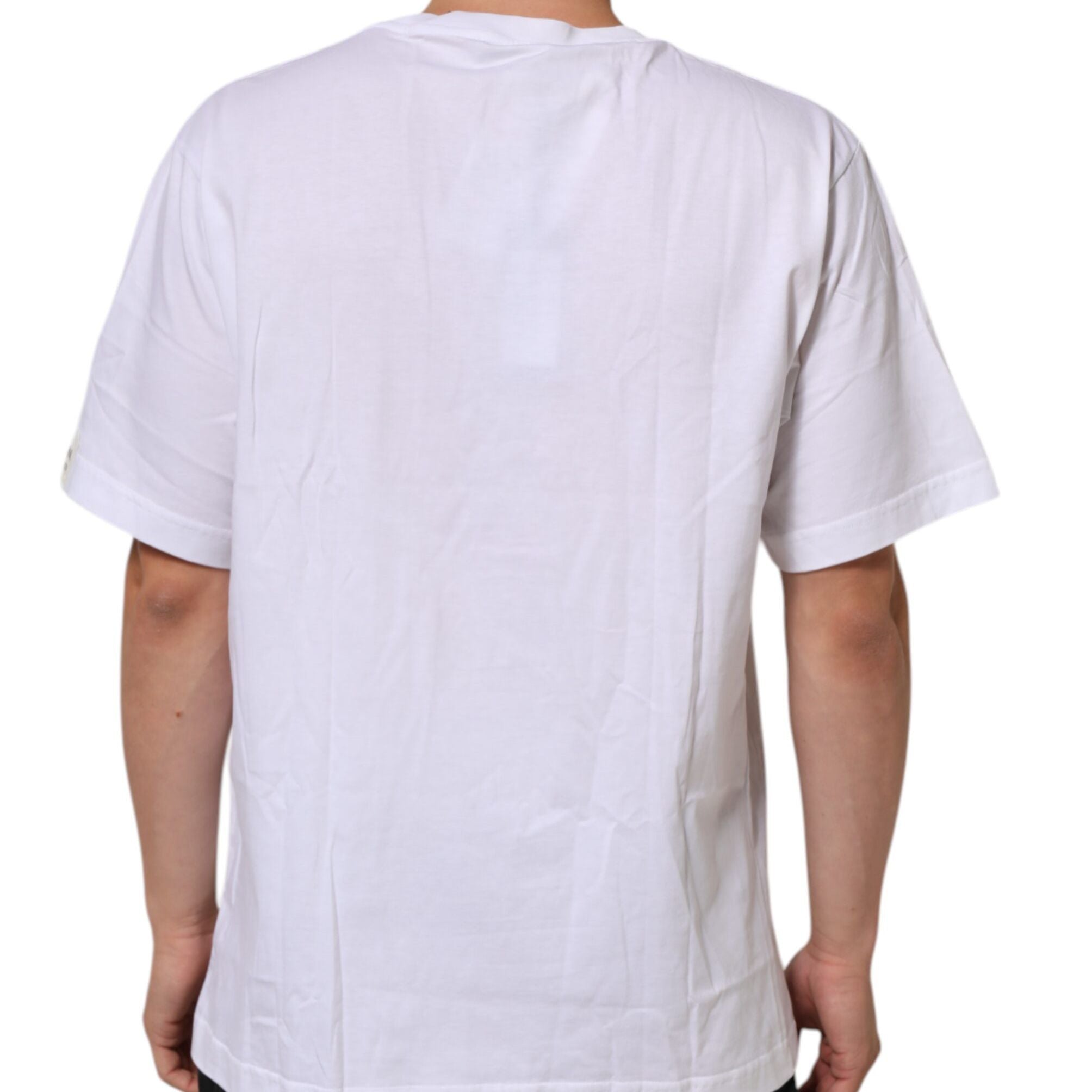 Dolce & Gabbana White Graphic Print Cotton Crew Neck T-shirt