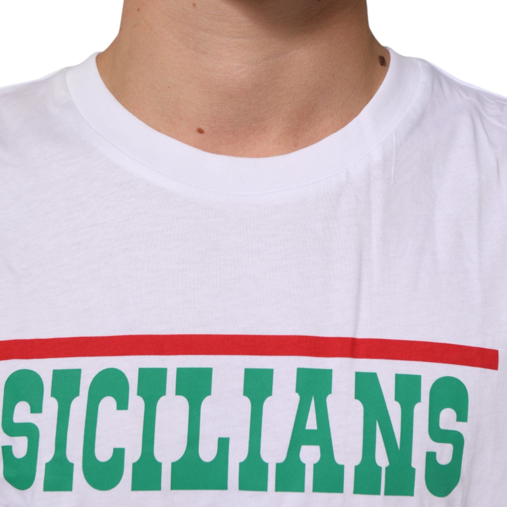 Dolce & Gabbana White Graphic Print Cotton Crew Neck T-shirt