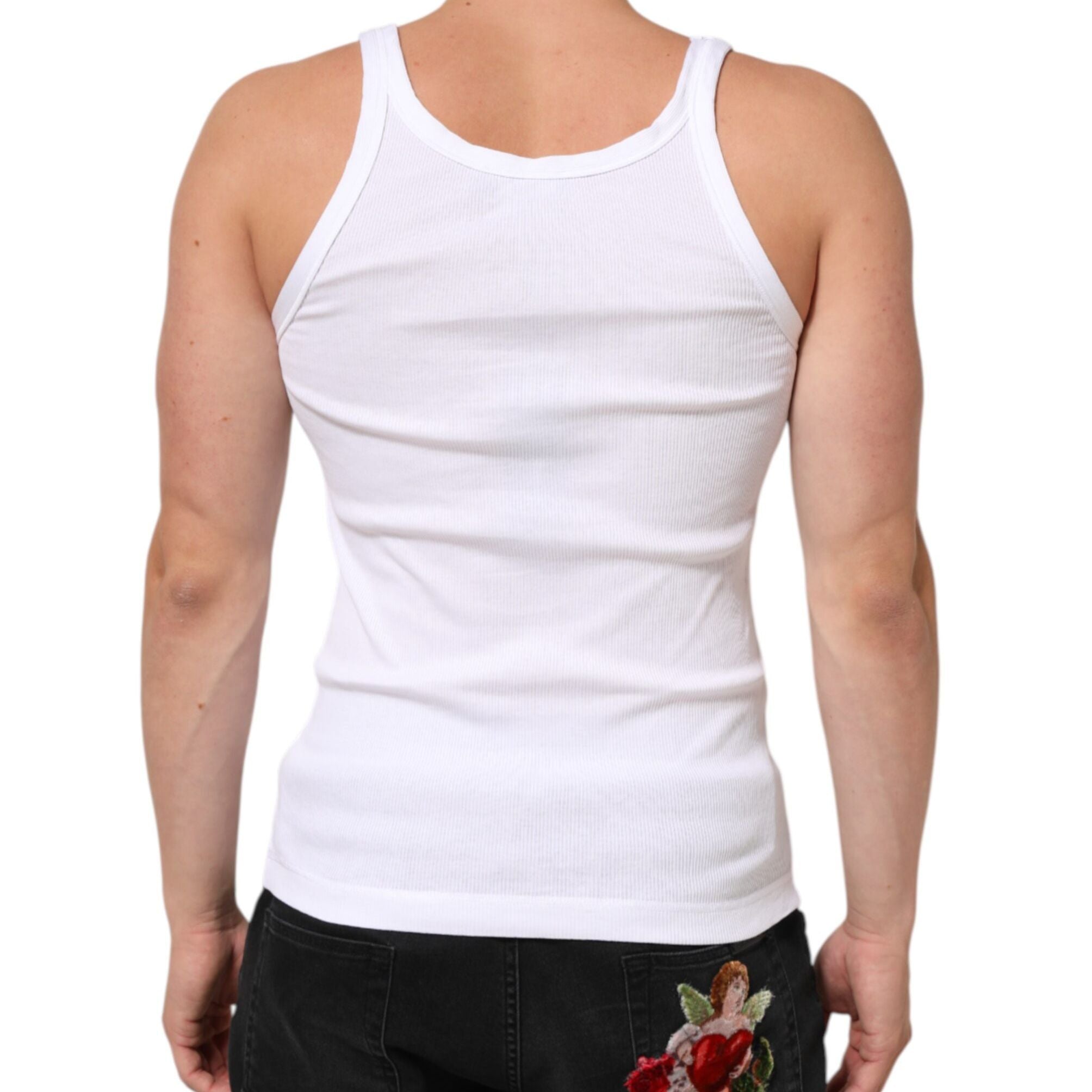 Dolce & Gabbana White Sleeveless Round Neck Tank Top T-shirt