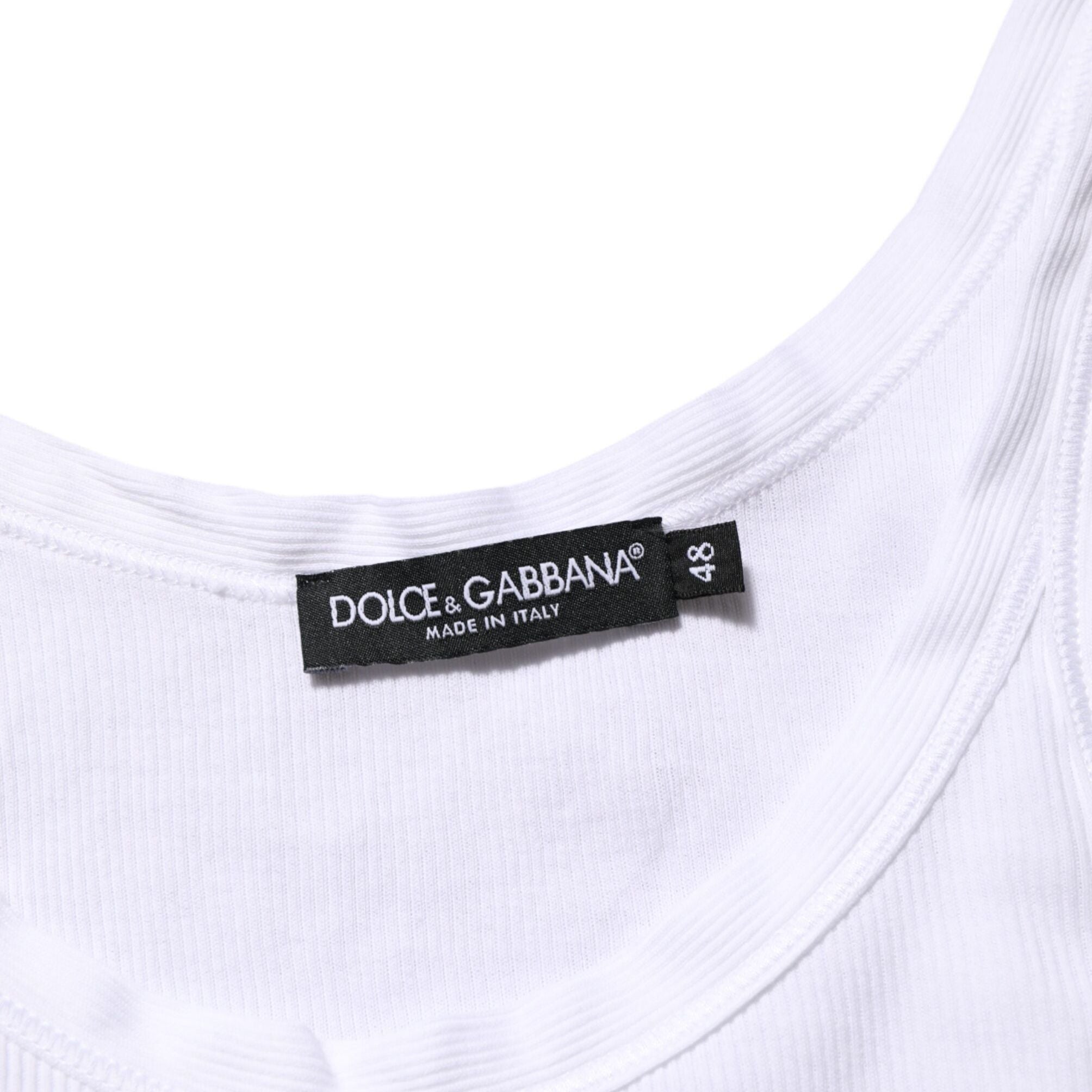 Dolce & Gabbana White Sleeveless Round Neck Tank Top T-shirt
