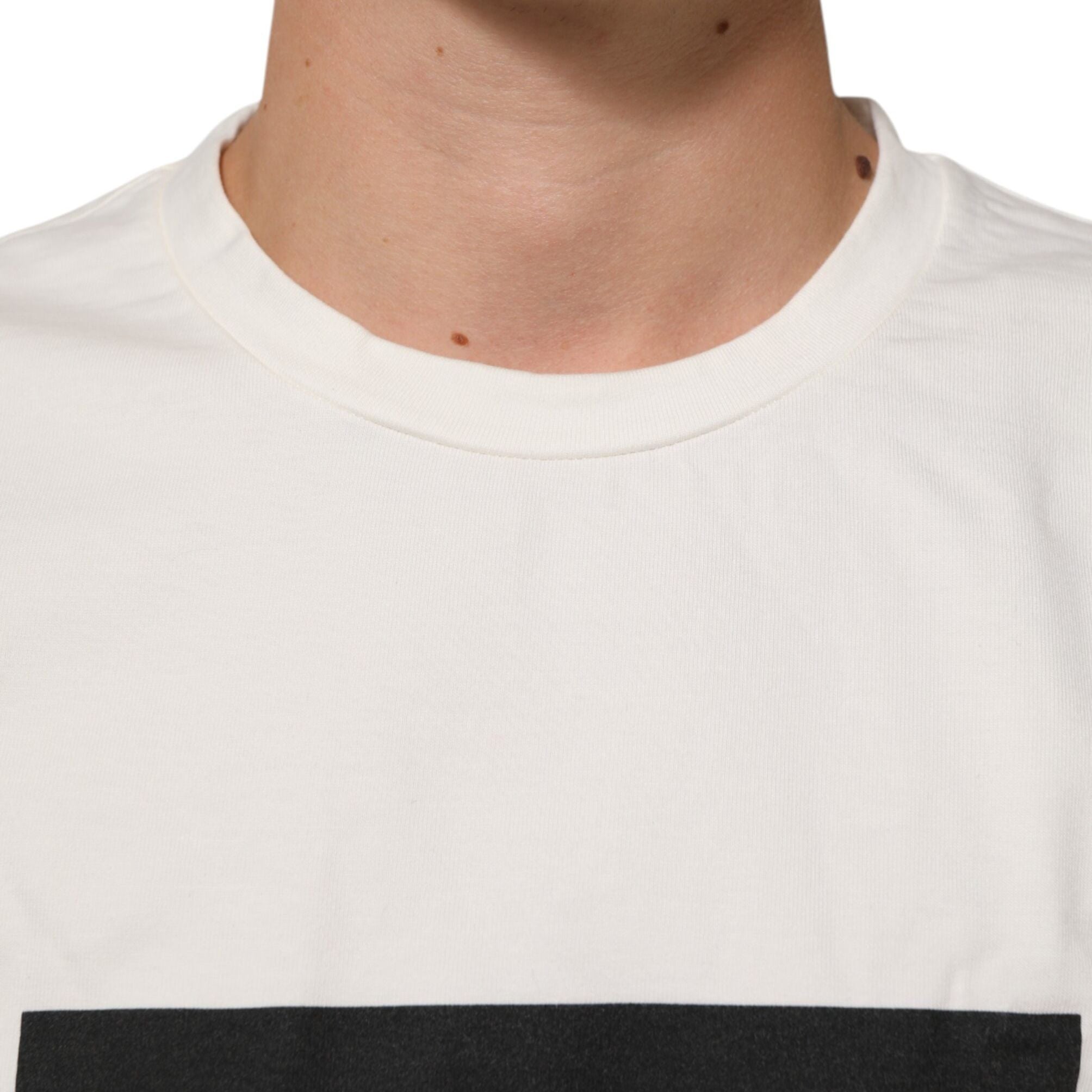 Dolce & Gabbana White Logo Print Cotton Crew Neck Men T-shirt