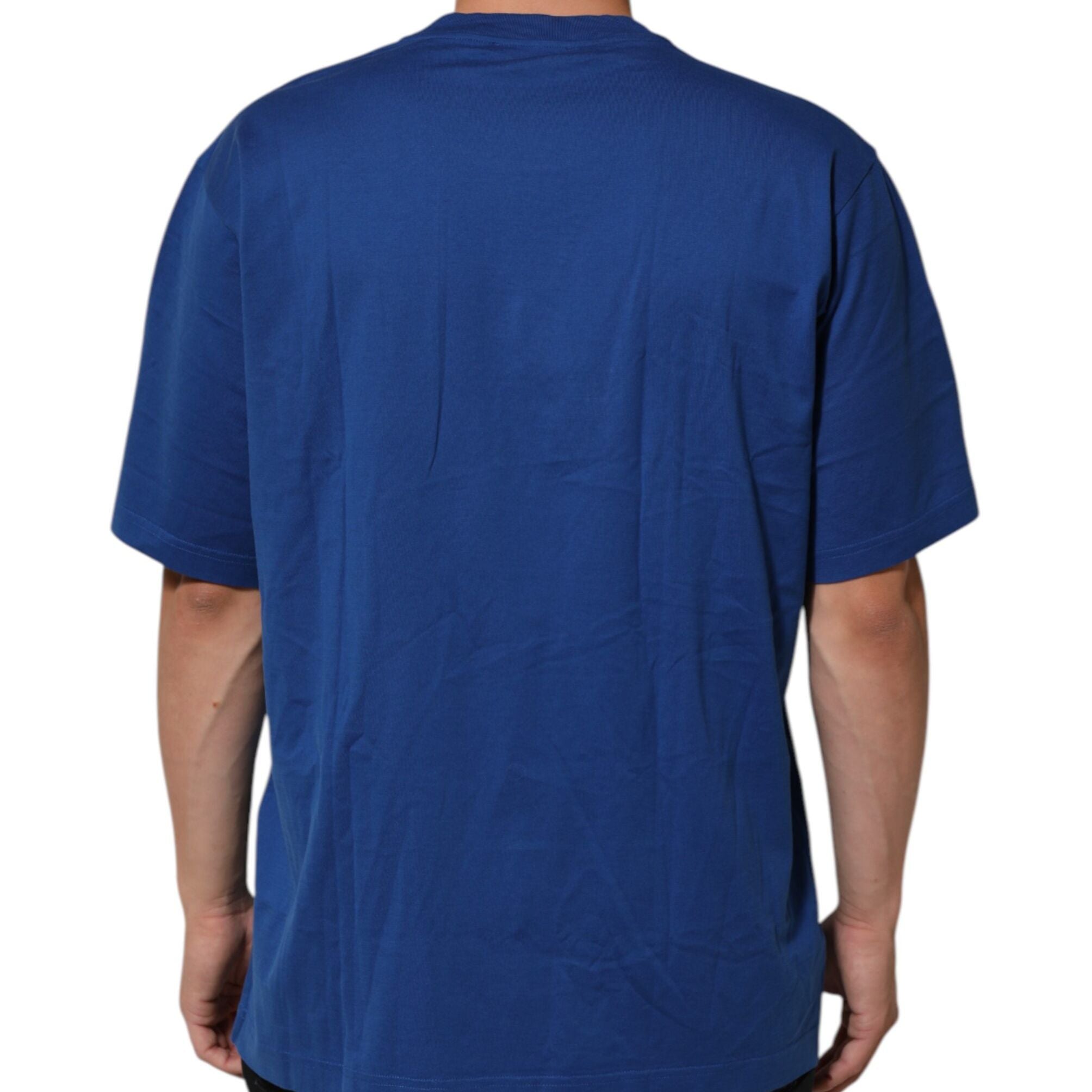 Dolce & Gabbana Blue Logo Print Cotton Crew Neck Men T-shirt
