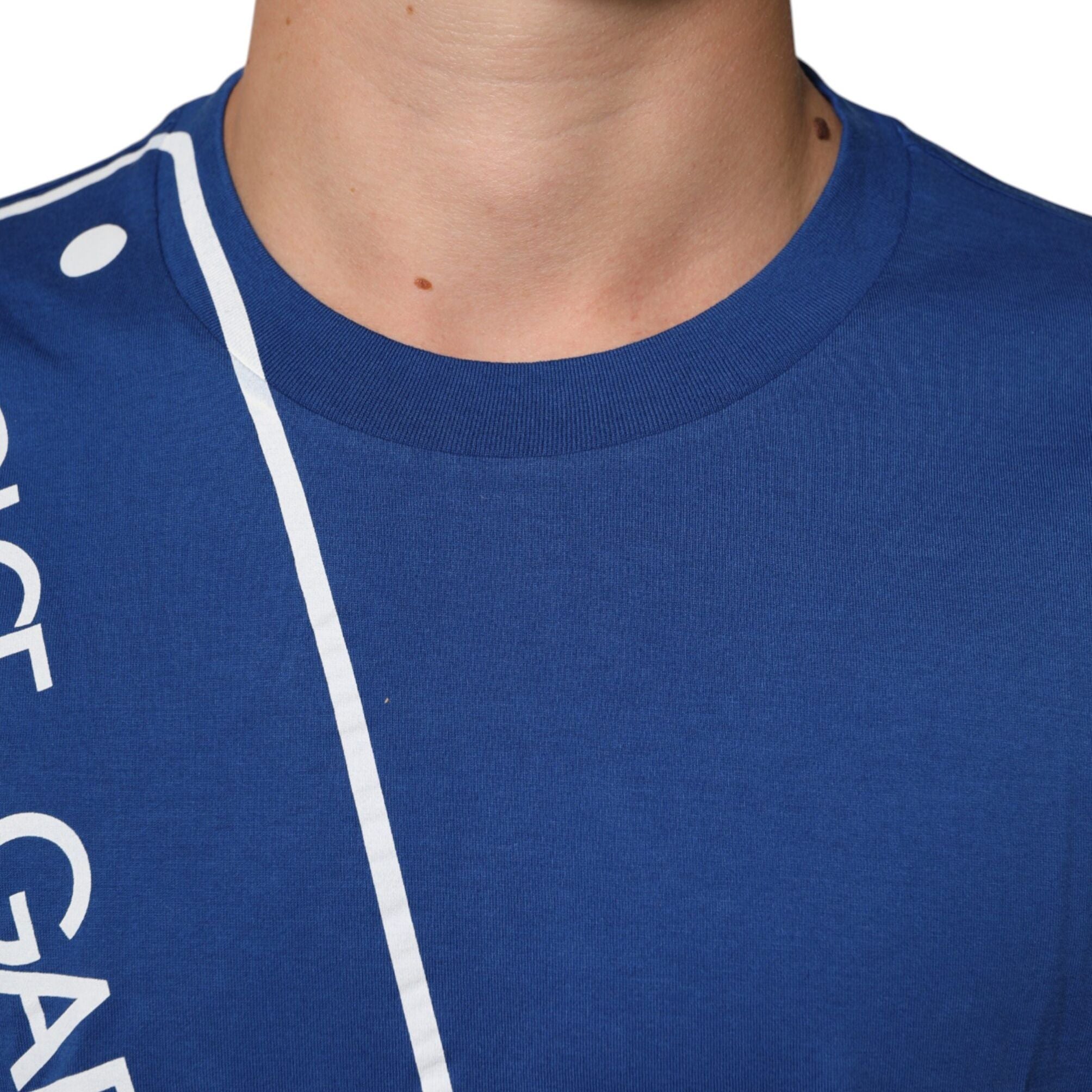 Dolce & Gabbana Blue Logo Print Cotton Crew Neck Men T-shirt