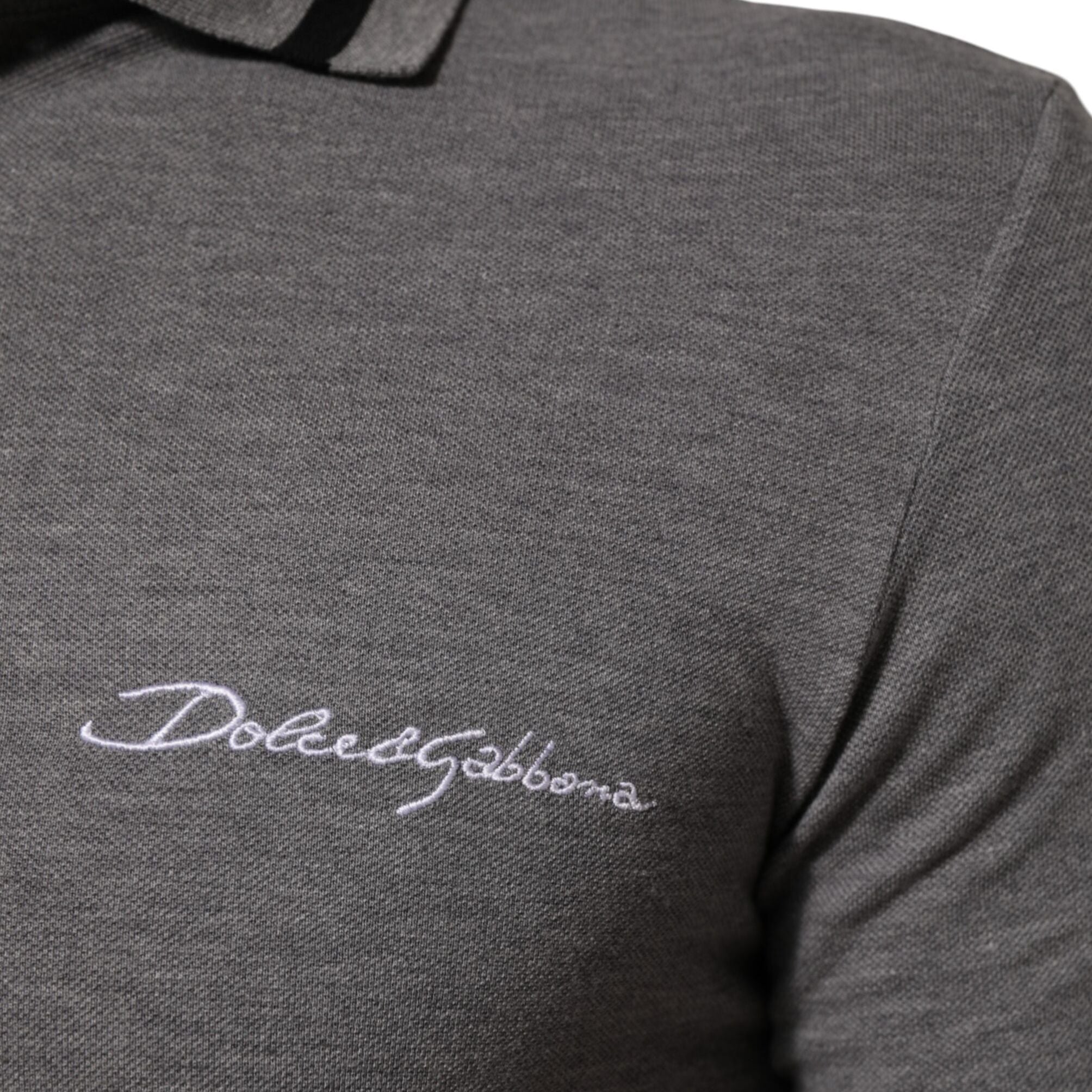 Dolce & Gabbana Gray Logo Embroidery Collared Polo T-shirt