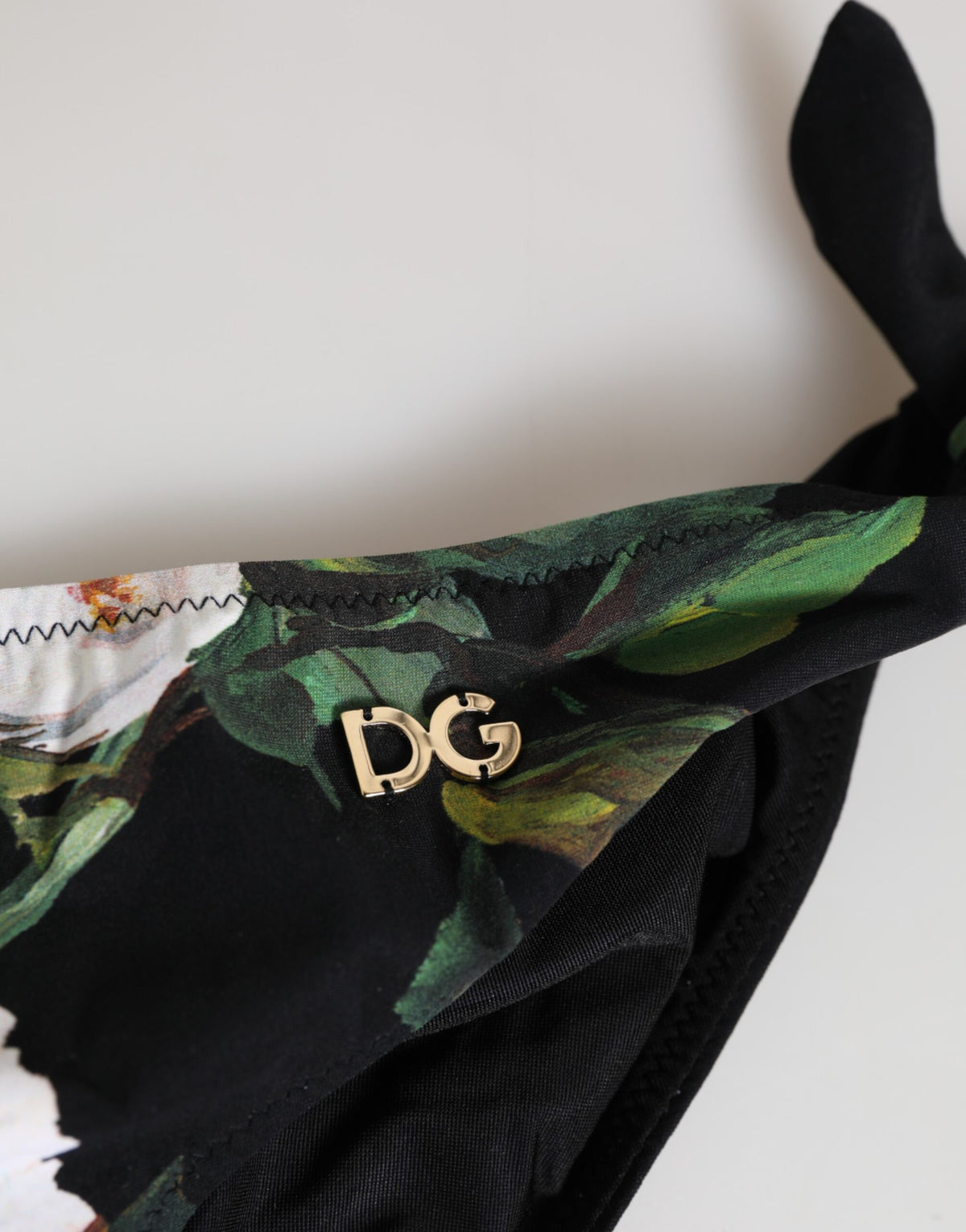 Dolce & Gabbana Black Side Tie Floral Bikini Bottom Swimwear