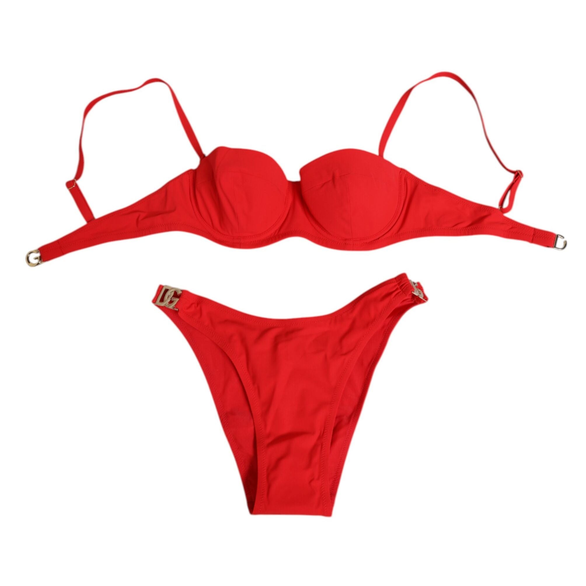 Dolce & Gabbana Red Nylon Swimsuit 2 Piece Top Bottom Swimwear