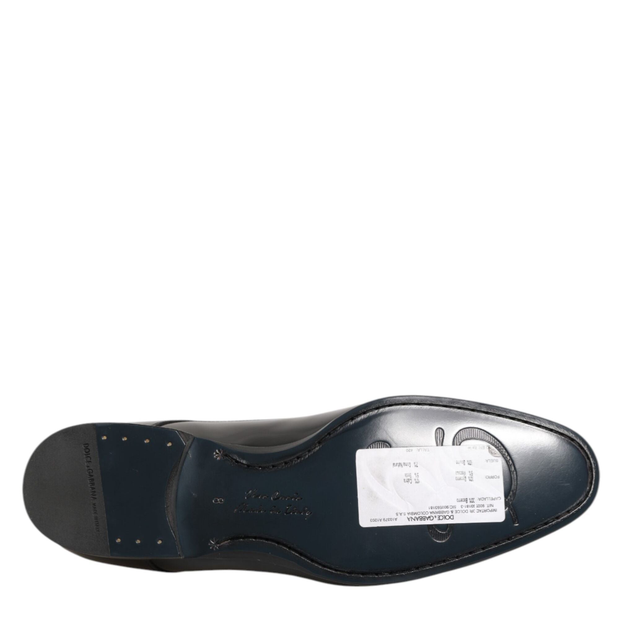 Dolce & Gabbana Black Calfskin Leather Derby Men Dress Shoes