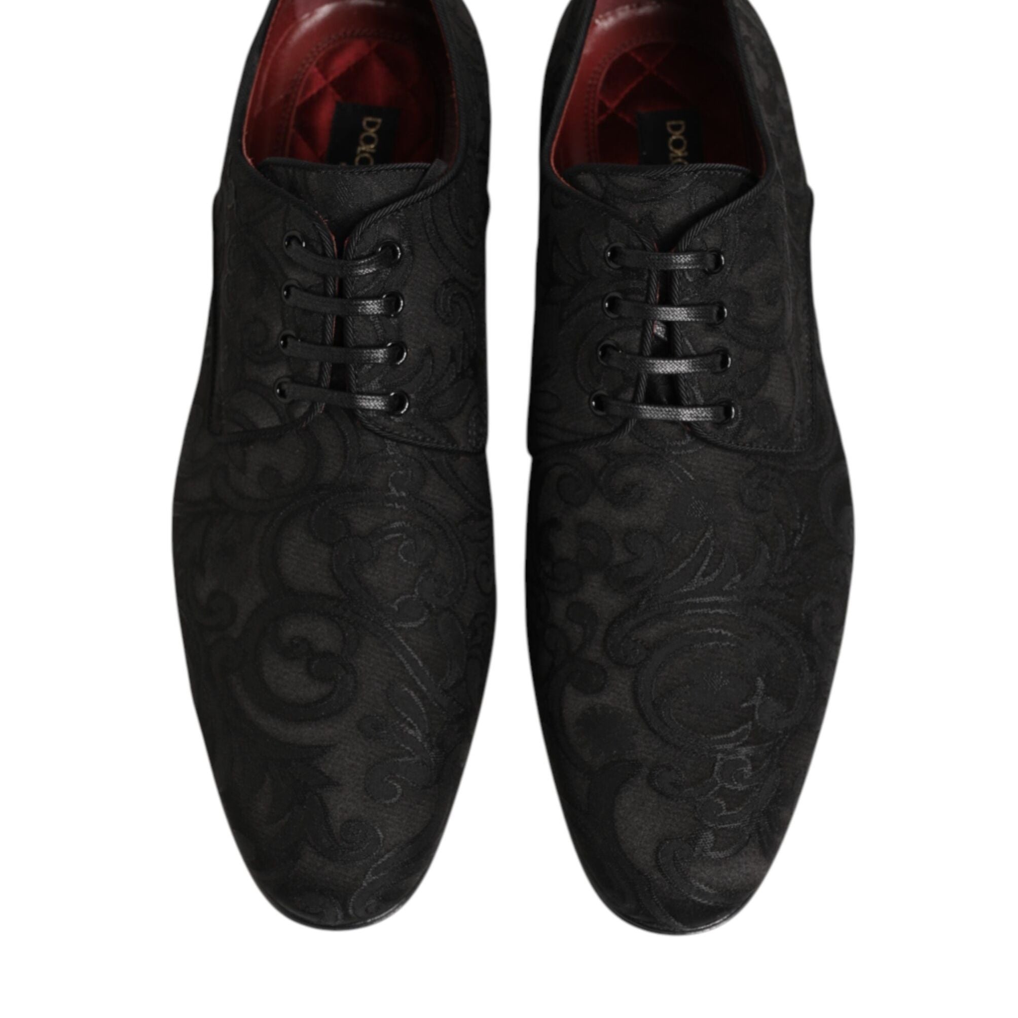 Dolce & Gabbana Black Brocade Lace Up Derby Men Dress Shoes