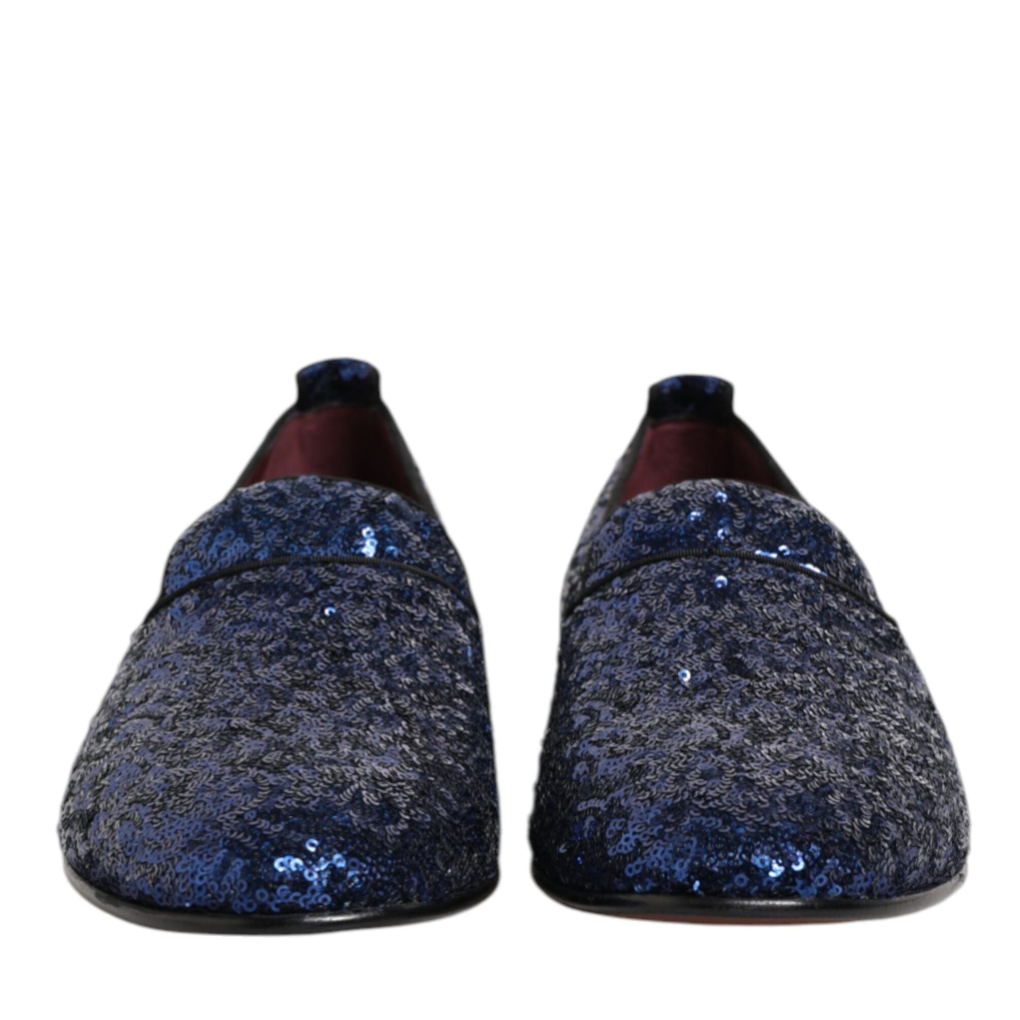 Dolce & Gabbana Blue Sequined Loafers Slippers Men Dress Shoes
