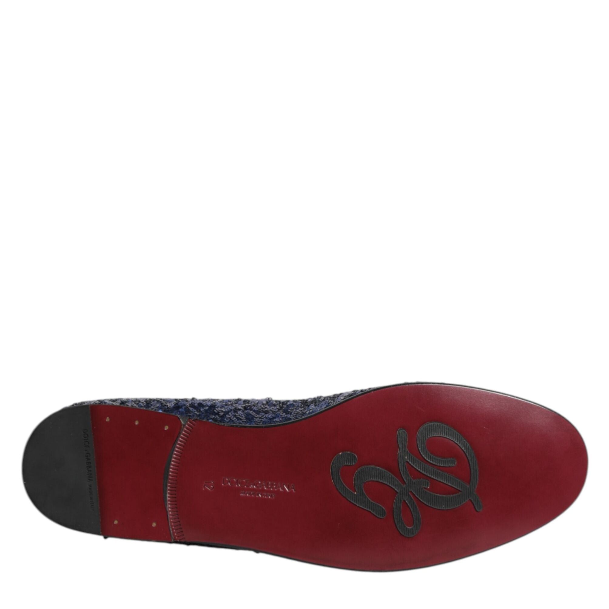 Dolce & Gabbana Blue Sequined Loafers Slippers Men Dress Shoes