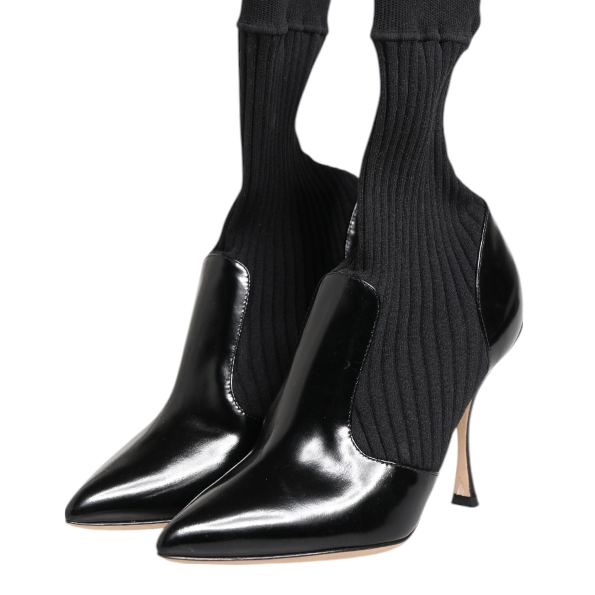 Dolce & Gabbana Black Stretch Stilettos Booties Socks Shoes