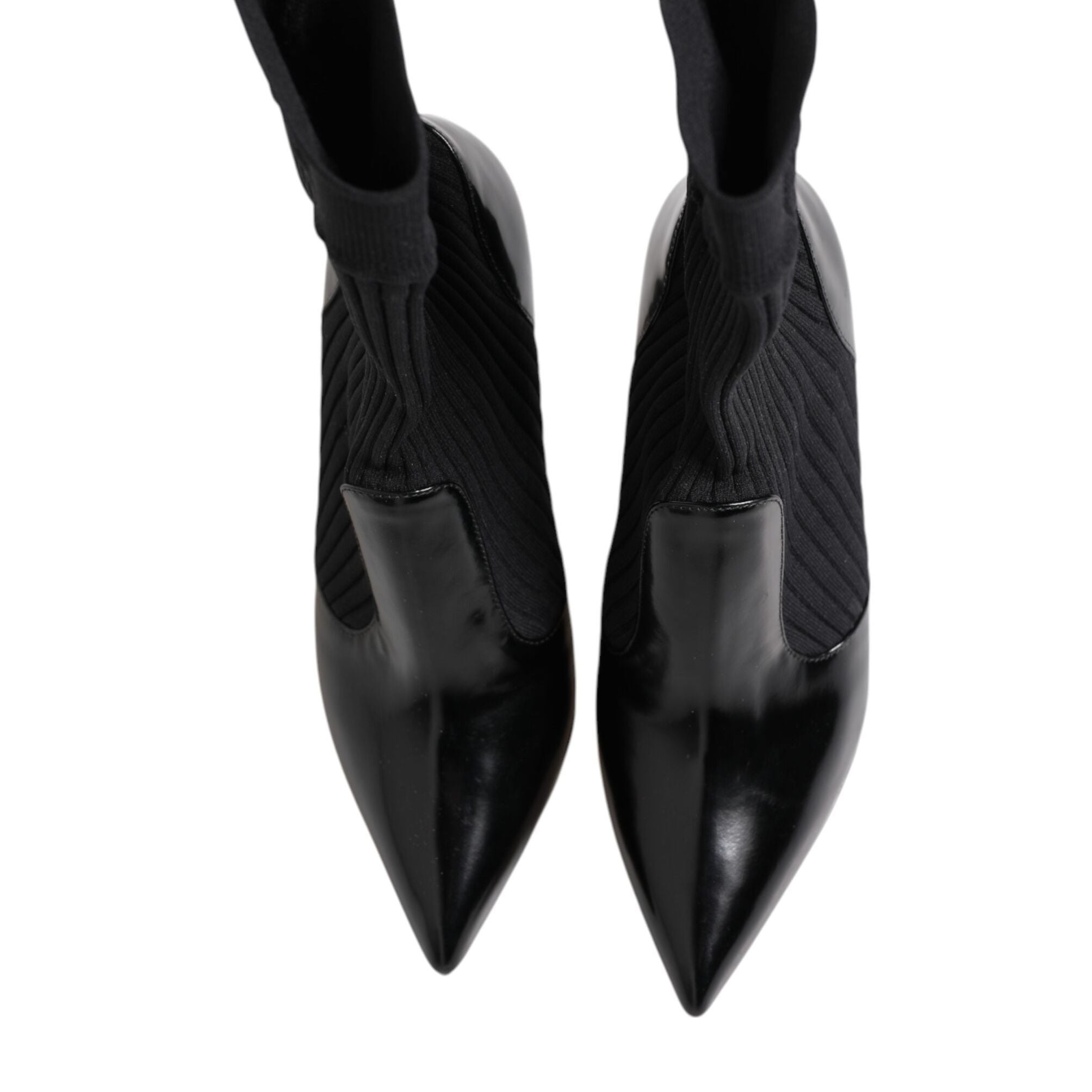 Dolce & Gabbana Black Stretch Stilettos Booties Socks Shoes