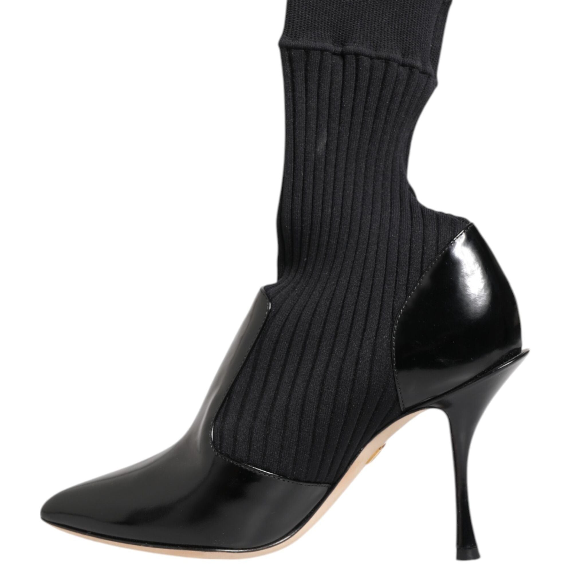 Dolce & Gabbana Black Stretch Stilettos Booties Socks Shoes