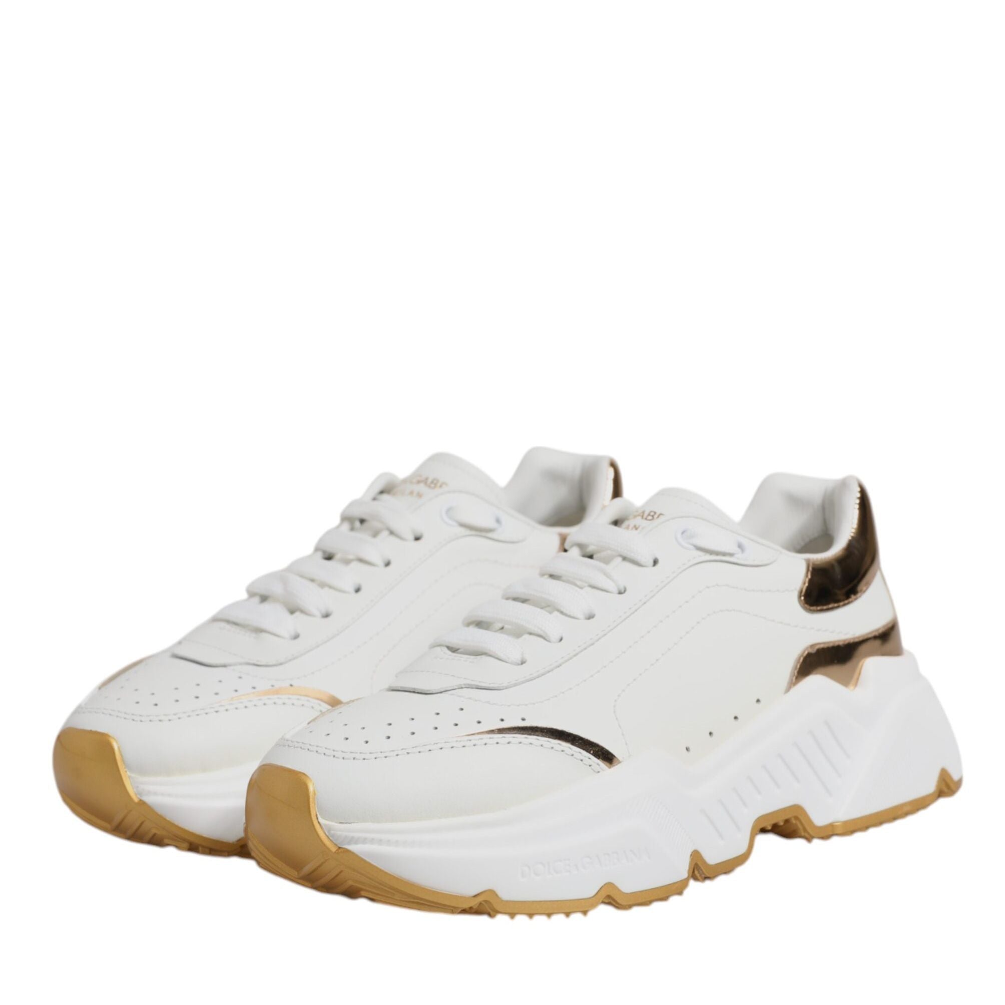 Dolce & Gabbana White Gold Daymaster Low Top Sneakers Shoes