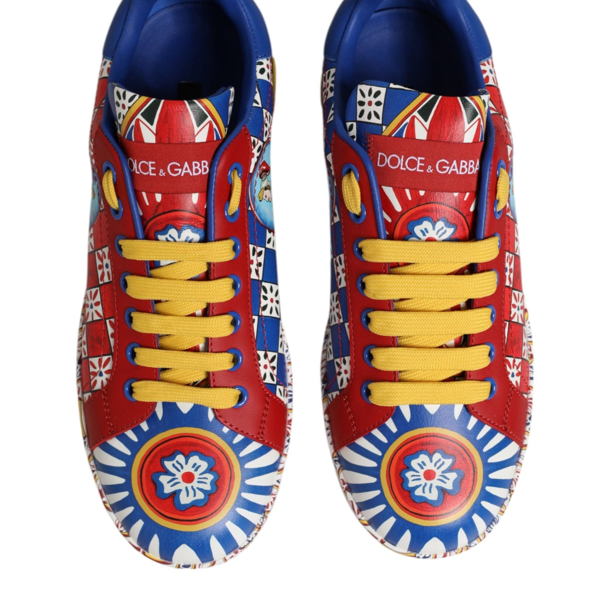 Dolce & Gabbana Portofino Carretto Printed Leather Sneakers Shoes