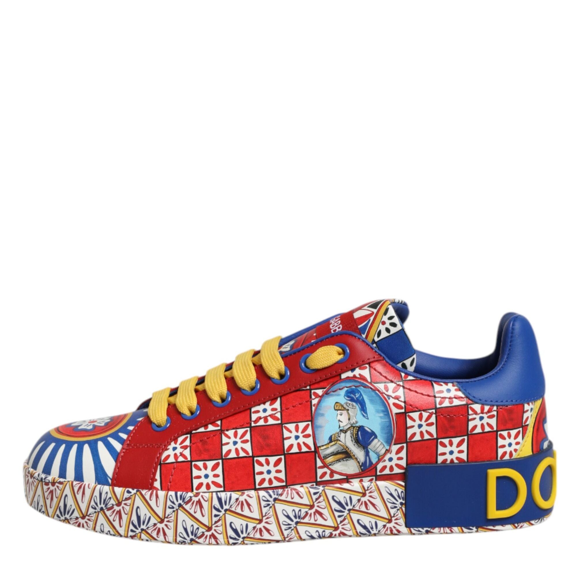 Dolce & Gabbana Portofino Carretto Printed Leather Sneakers Shoes