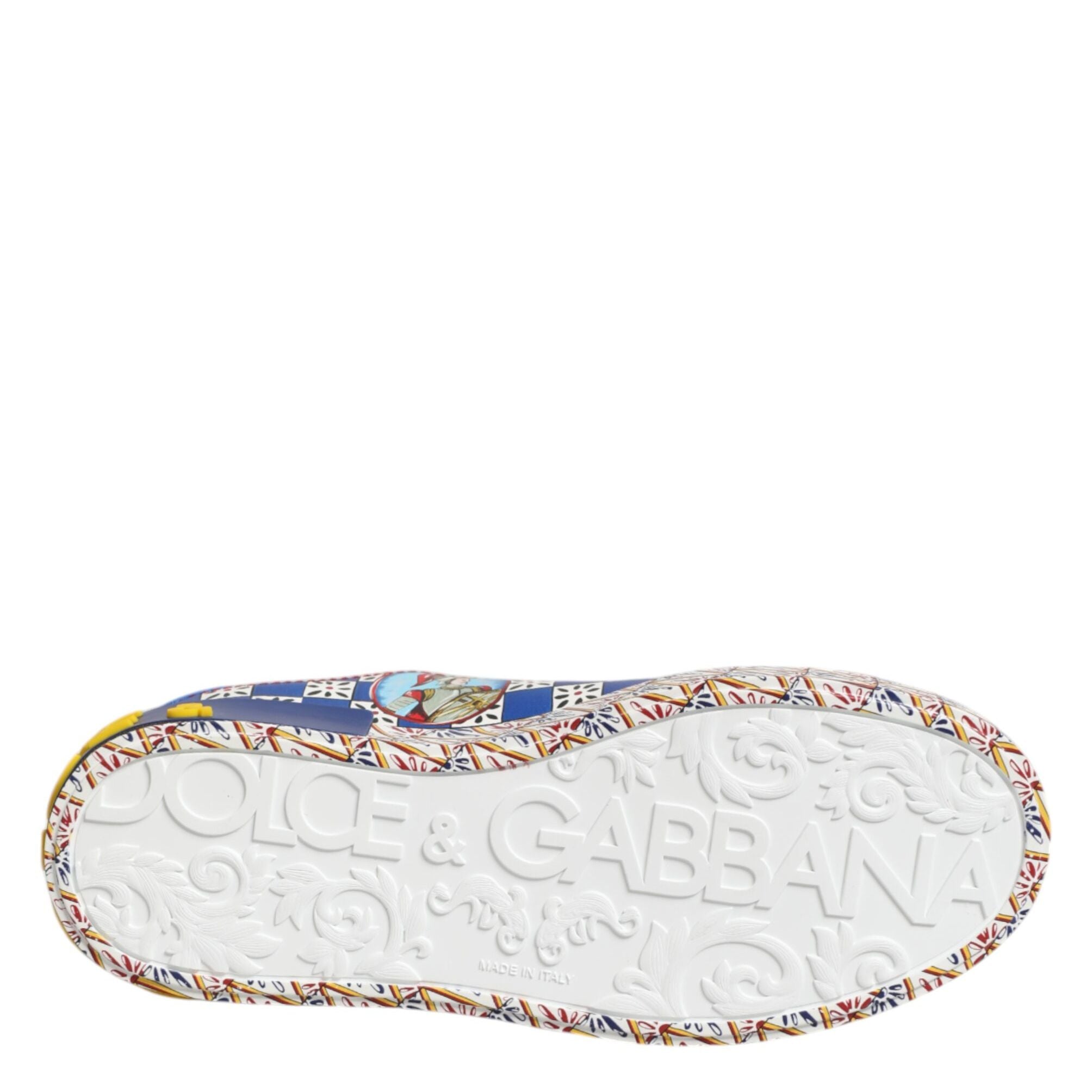 Dolce & Gabbana Portofino Carretto Printed Leather Sneakers Shoes