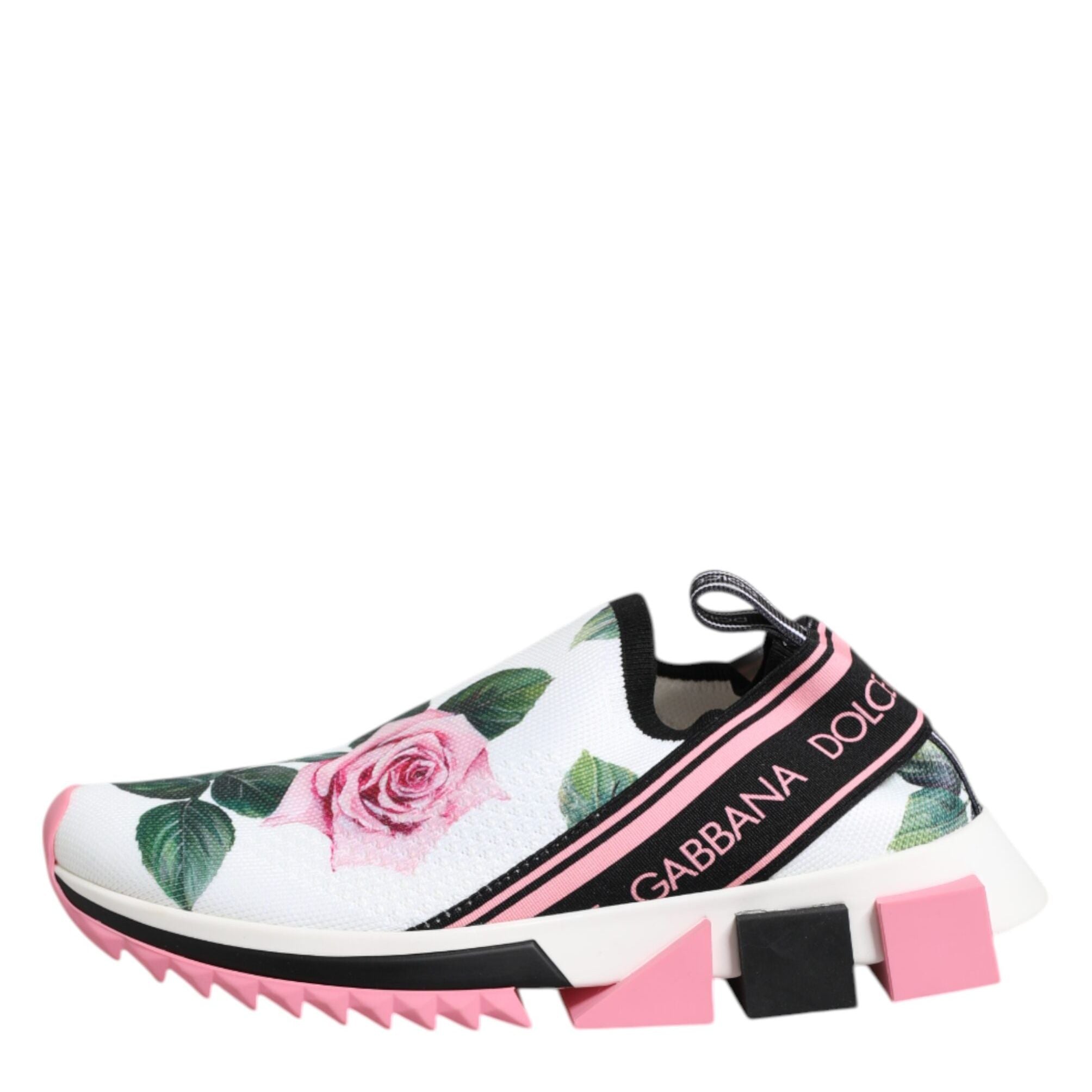 Dolce & Gabbana White Rose Print Sorrento Sneakers Shoes