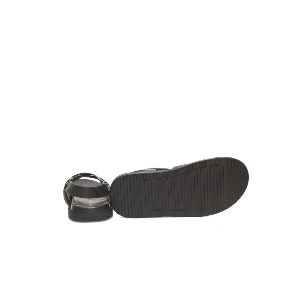 Cerruti 1881 Black Leather Men Sandal