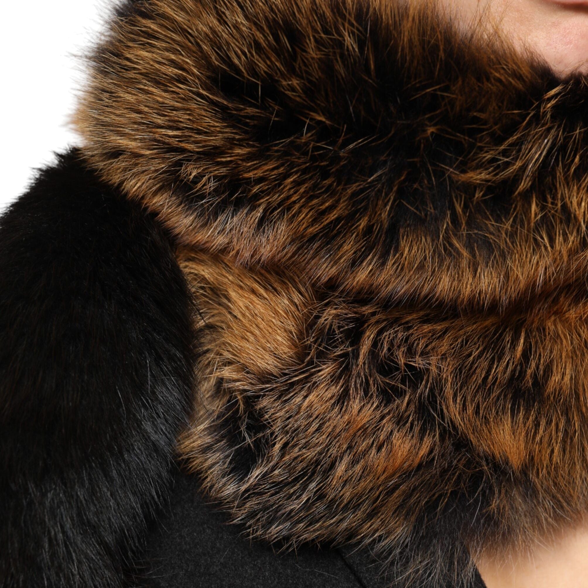 Dolce & Gabbana Brown Red Fox Fur Neck Cashmere Warmer Scarf