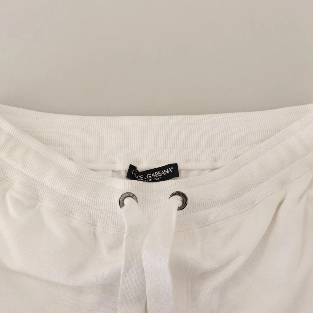 Dolce & Gabbana White Cotton Logo Patch Sweatpants Jogging Pants