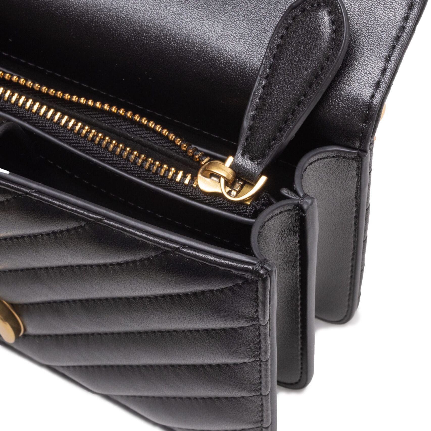 PINKO Black Leather Love One Mini Shoulder Bag