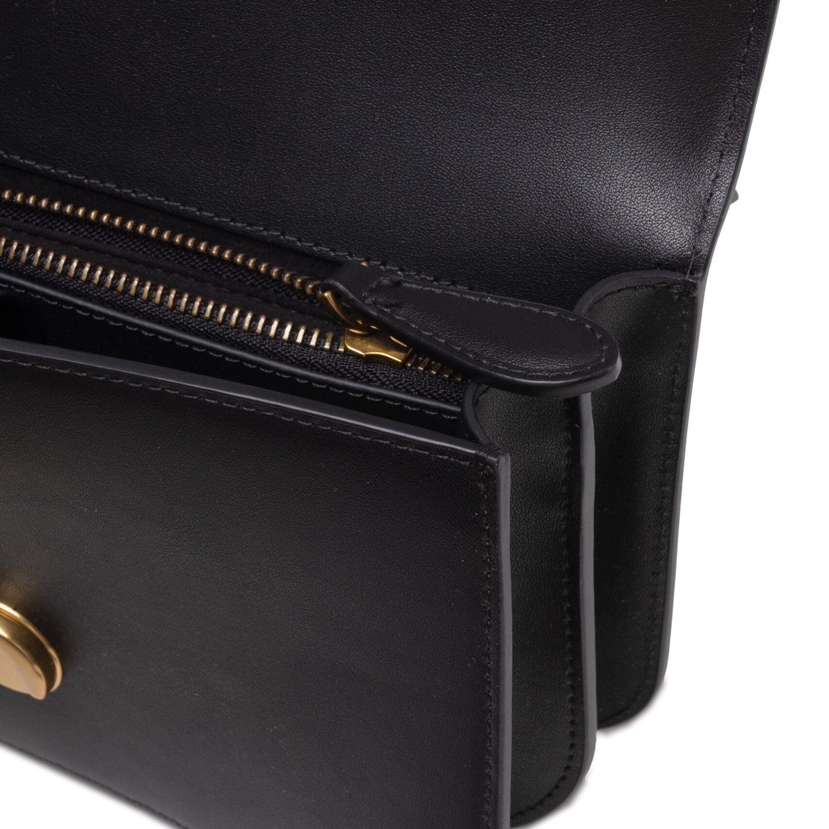 PINKO Black Leather Love Bell Classic Shoulder Bag