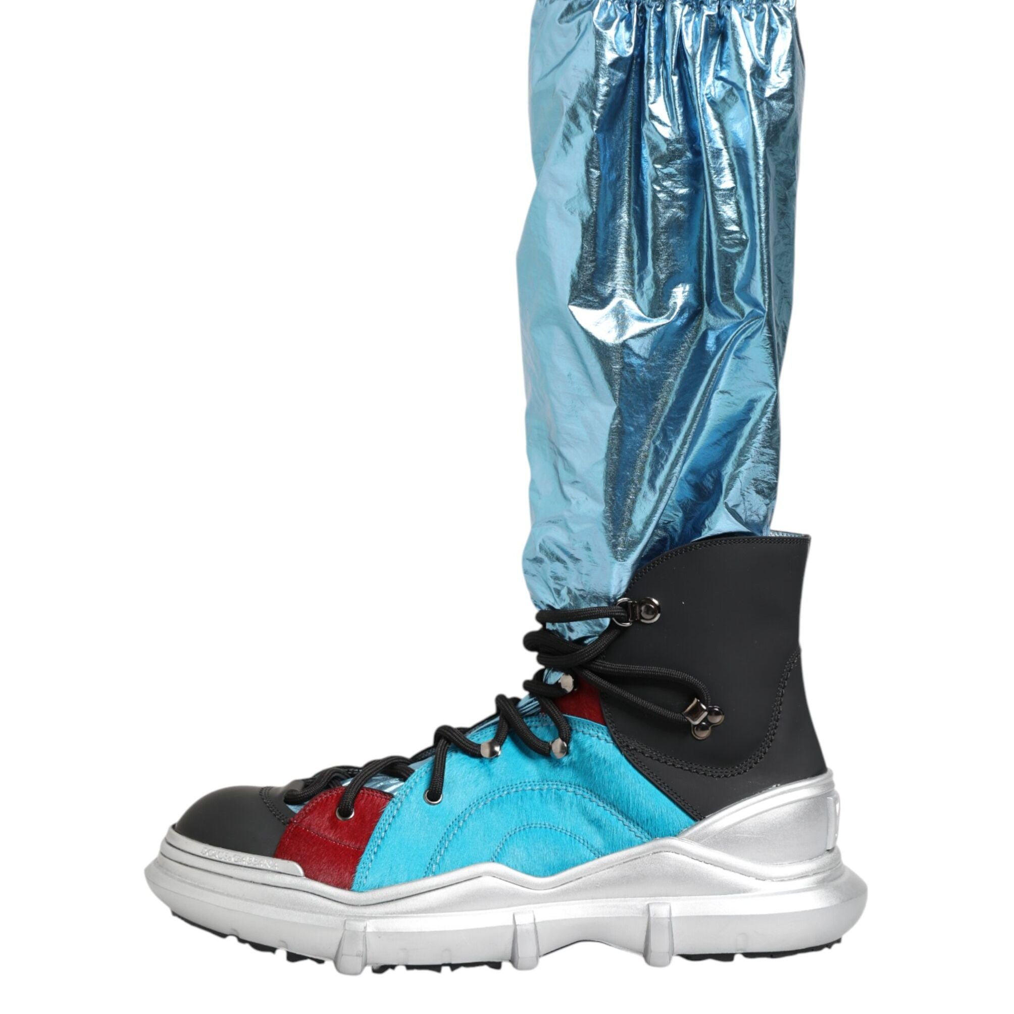 Dolce & Gabbana Blue Lace Up Over The Knee Socks Men Boots Shoes