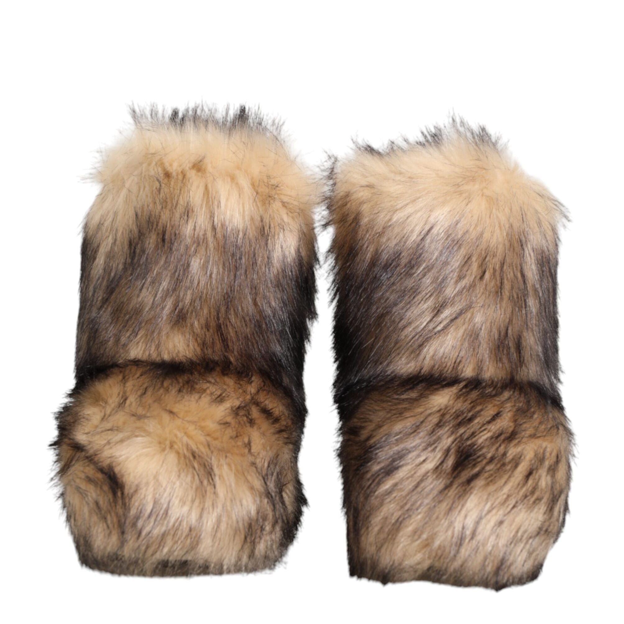 Dolce & Gabbana Brown Faux Skim Ski Fur Men Short Boots Shoes