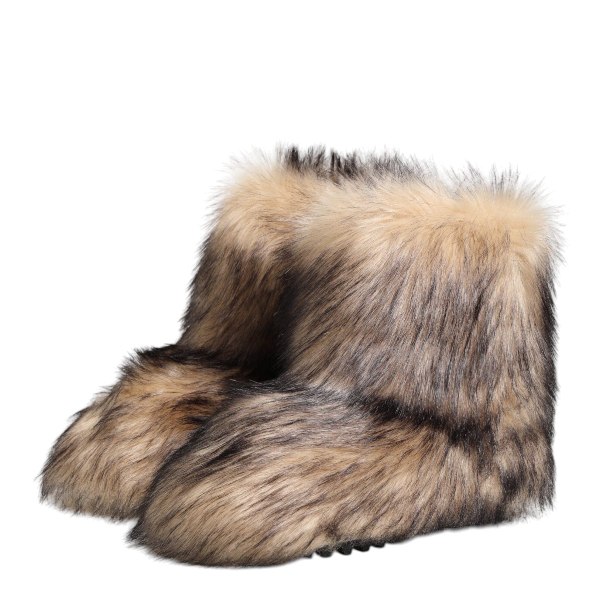 Dolce & Gabbana Brown Faux Skim Ski Fur Men Short Boots Shoes