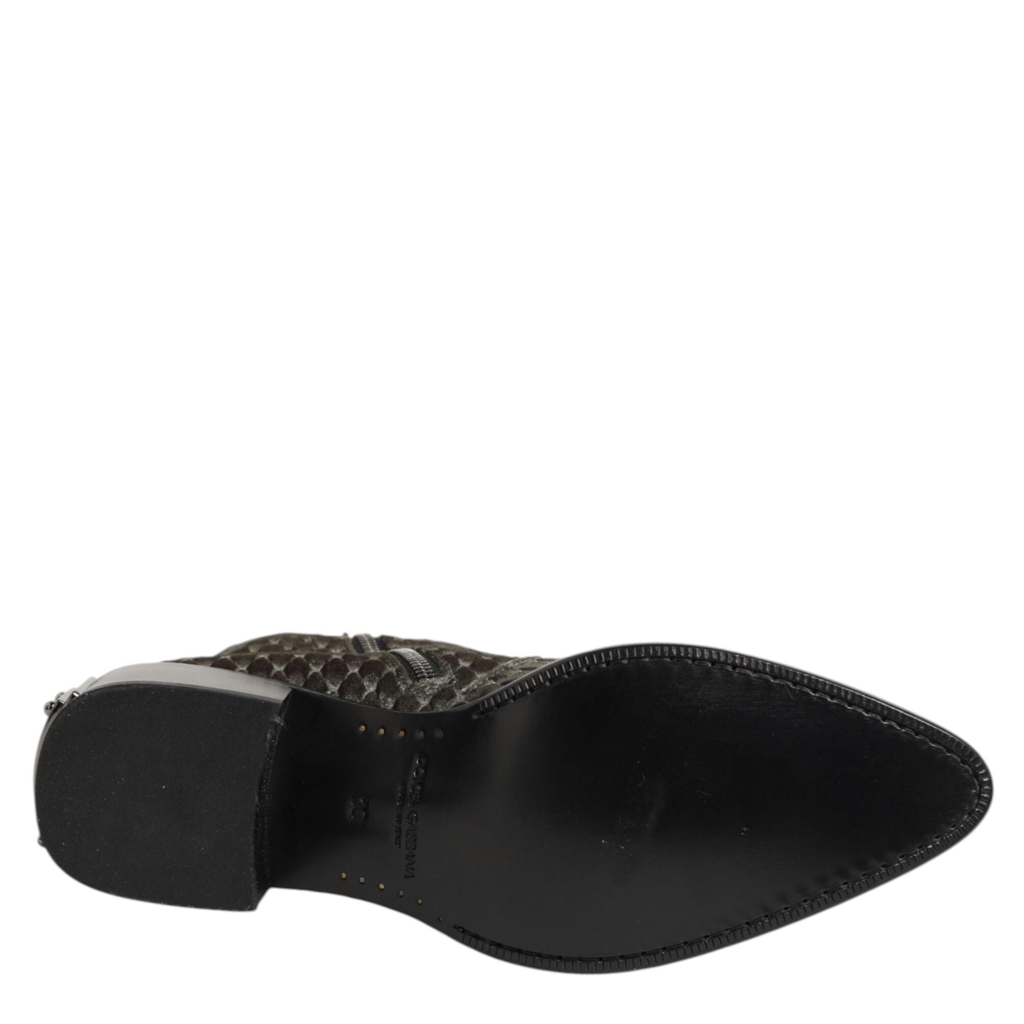 Dolce & Gabbana Gray Cotton Velvet Mid Calf Short Boots Shoes