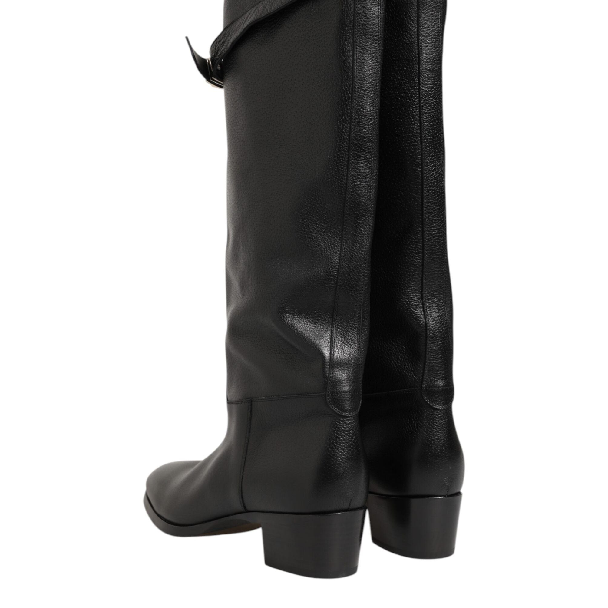 Dolce & Gabbana Black Logo Plaque Over The Calf Boots Shoes