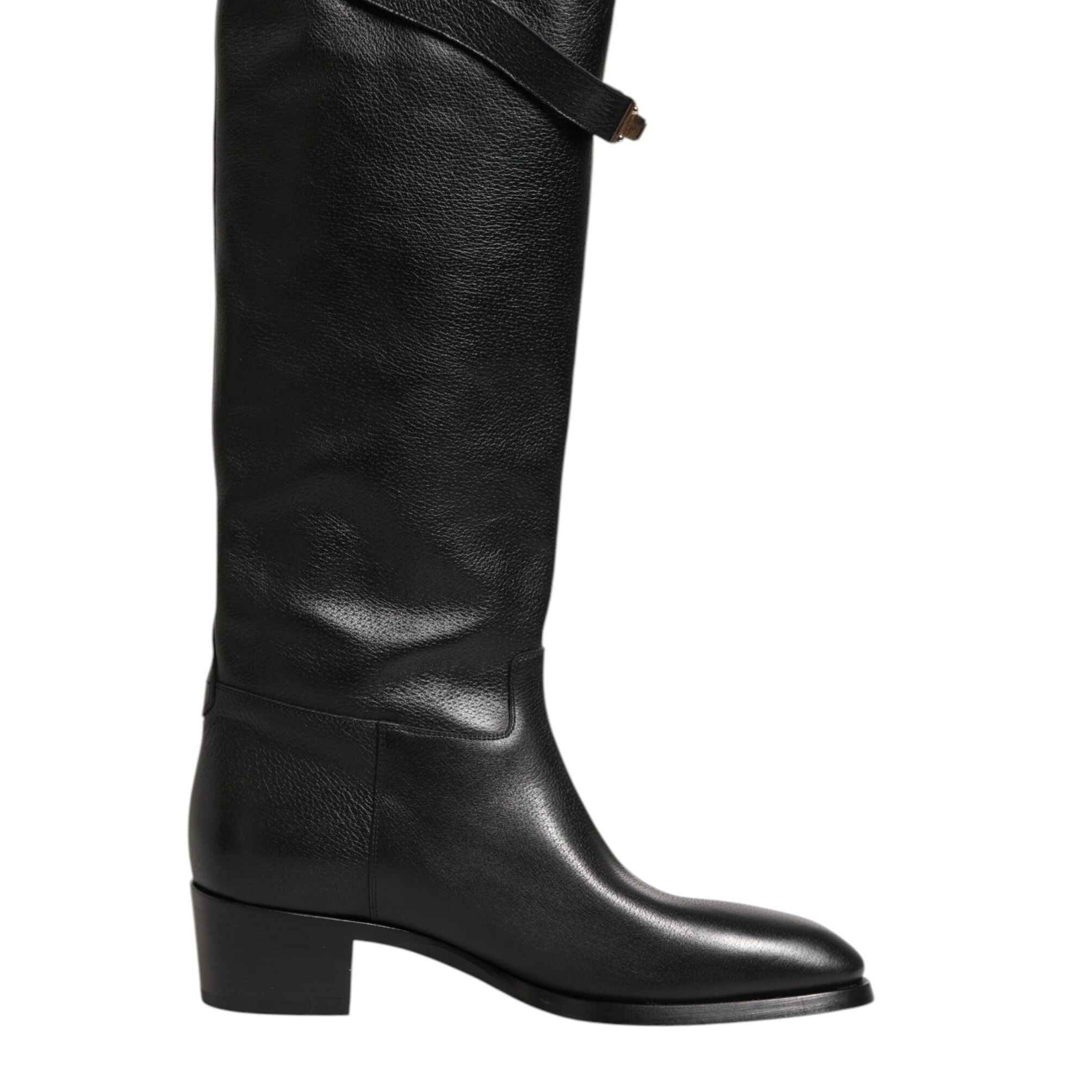 Dolce & Gabbana Black Logo Plaque Over The Calf Boots Shoes