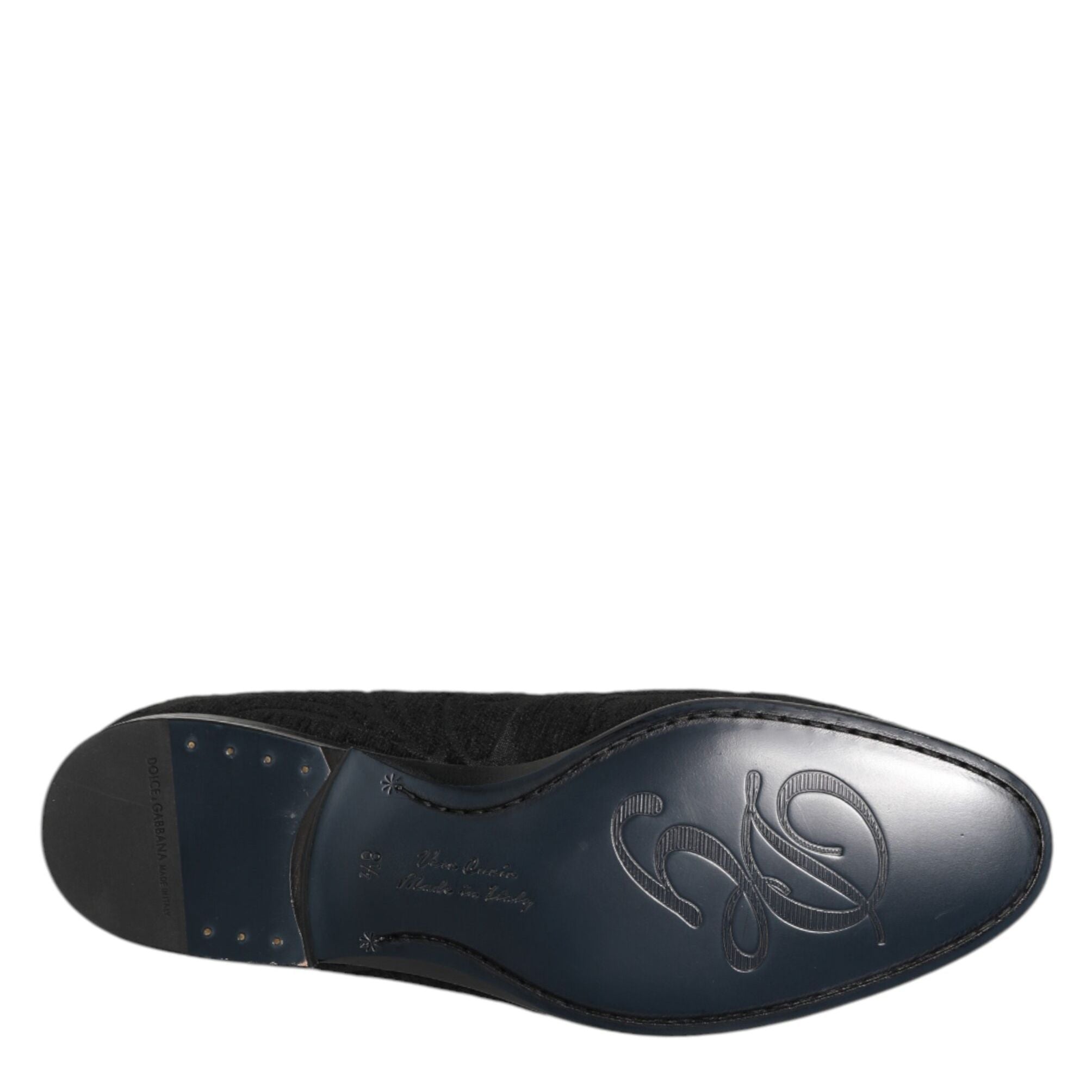 Dolce & Gabbana Black Brocade Crown Loafers Dress Shoes